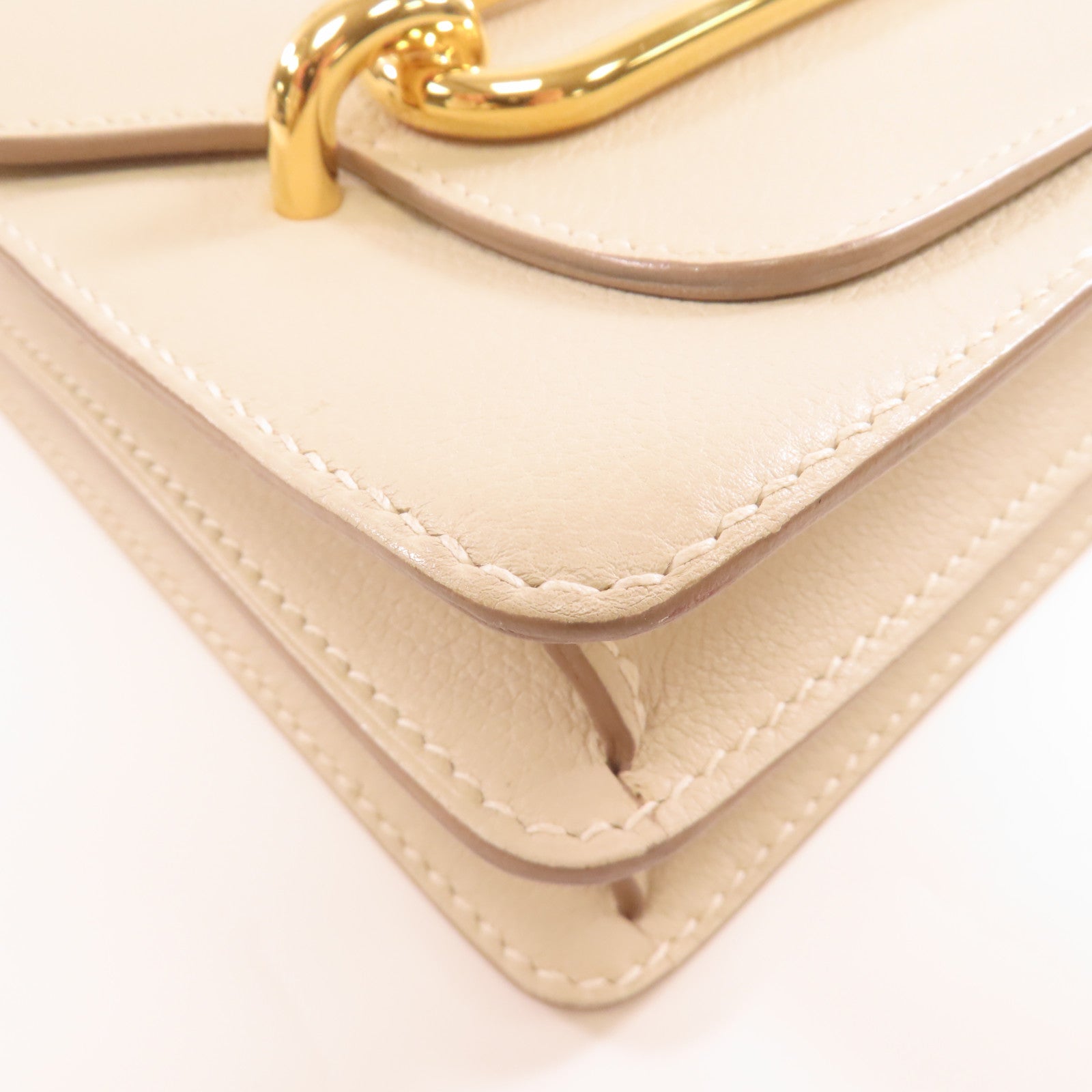 HERMES Evercolor皮革Roulis 23金扣肩背袋Beton/白色