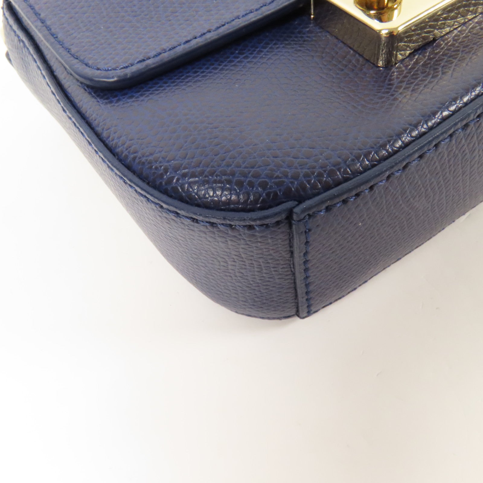 Furla 牛皮皮革Chain Shoulder金扣鏈帶肩背袋