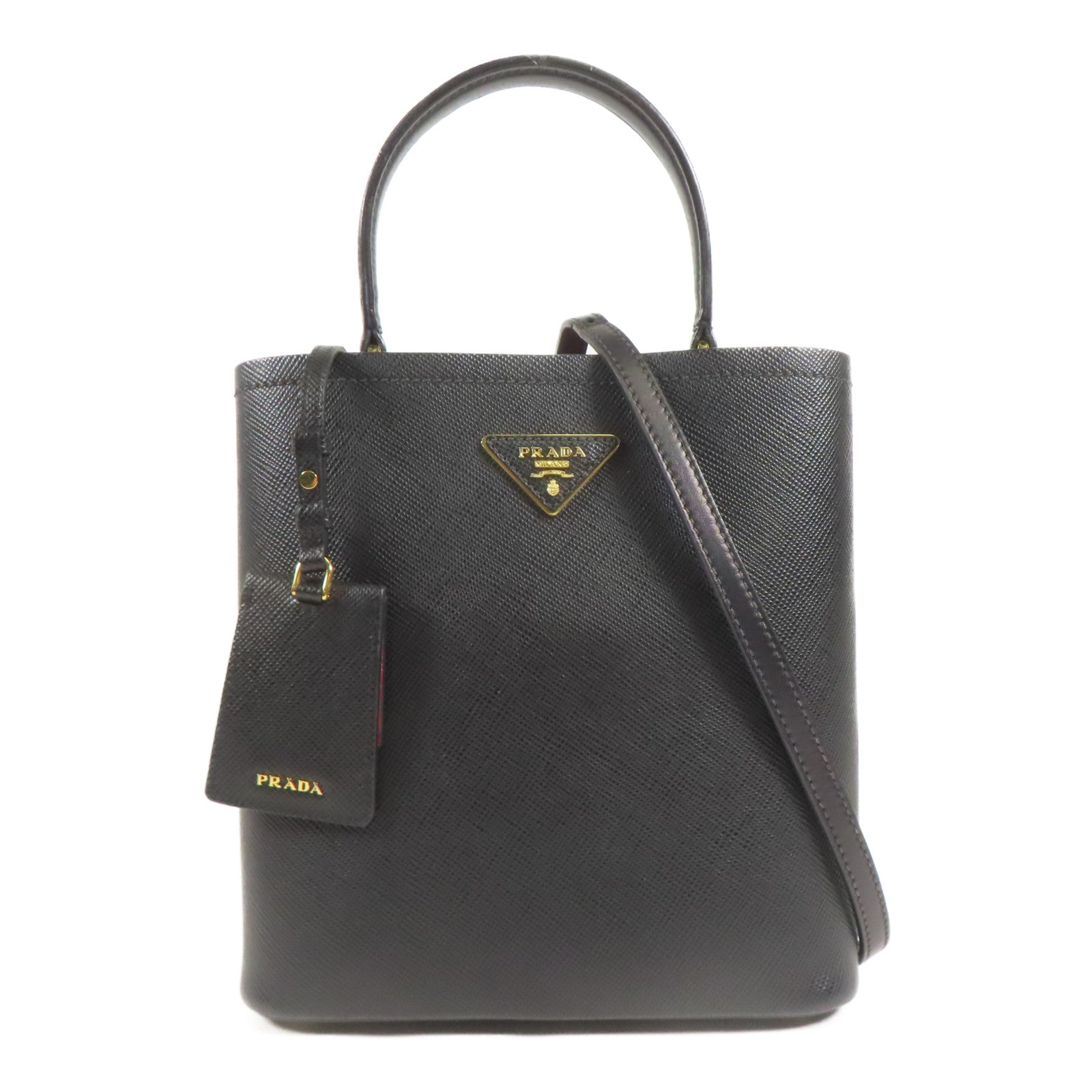 PRADA Saffiano皮革Panier金扣手挽肩背兩用袋