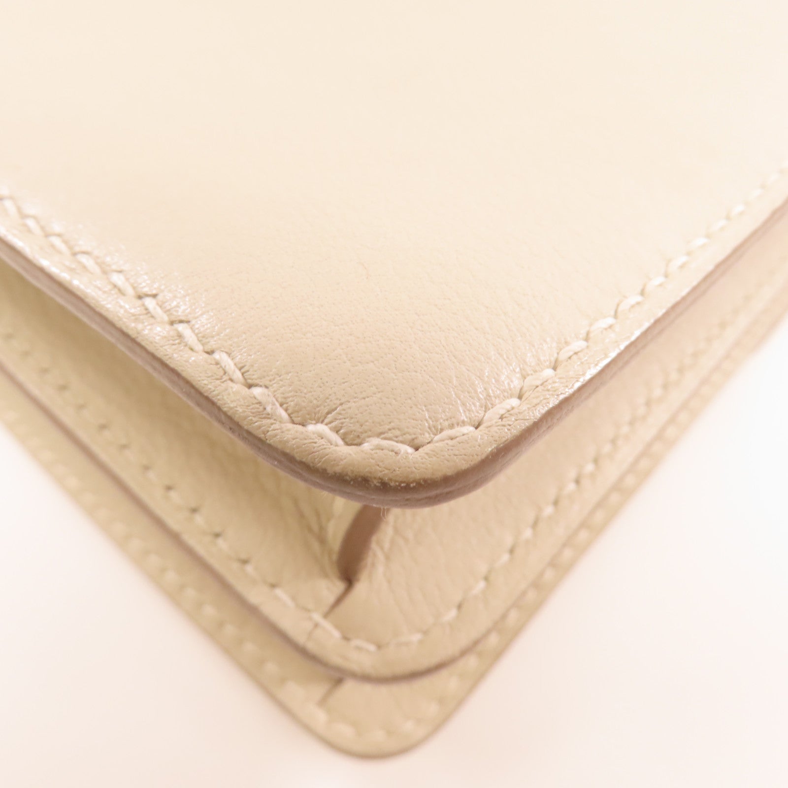 HERMES Evercolor皮革Roulis 23金扣肩背袋Beton/白色