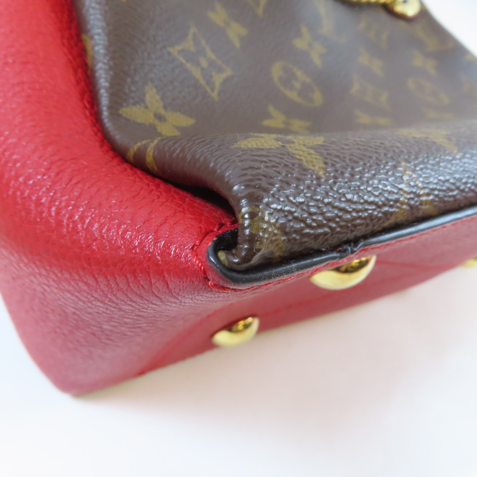 LOUIS VUITTON 【清倉大減價】Monogram Surene BB金扣肩背袋啡色/紅色