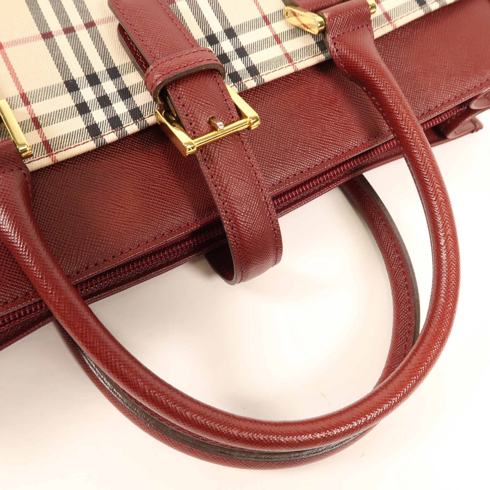 BURBERRY 帆布/牛皮皮革Hand Bag金扣手挽袋