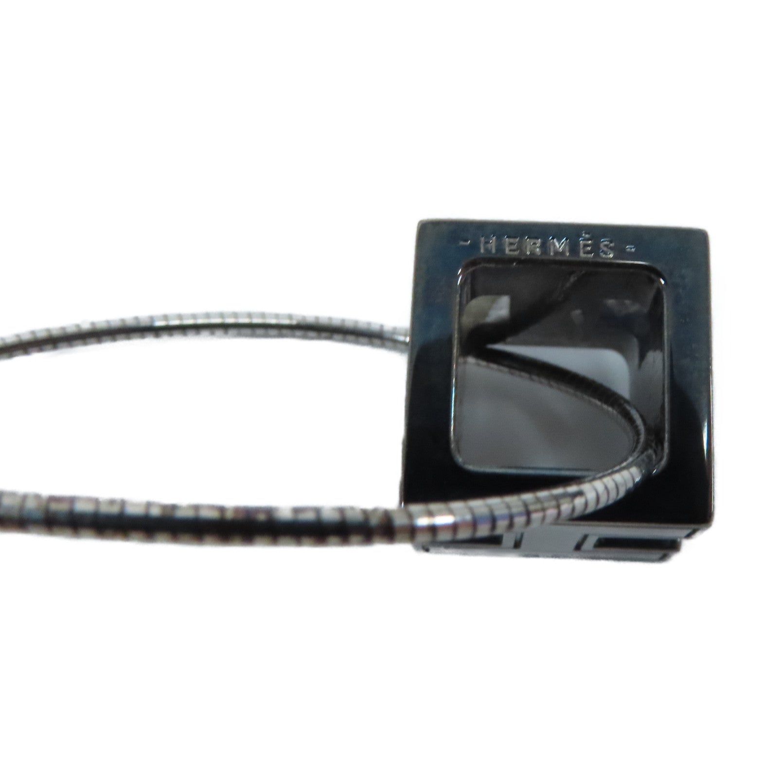 HERMES 金屬Cage d'H Pendant Necklace項鍊紫色/銀色