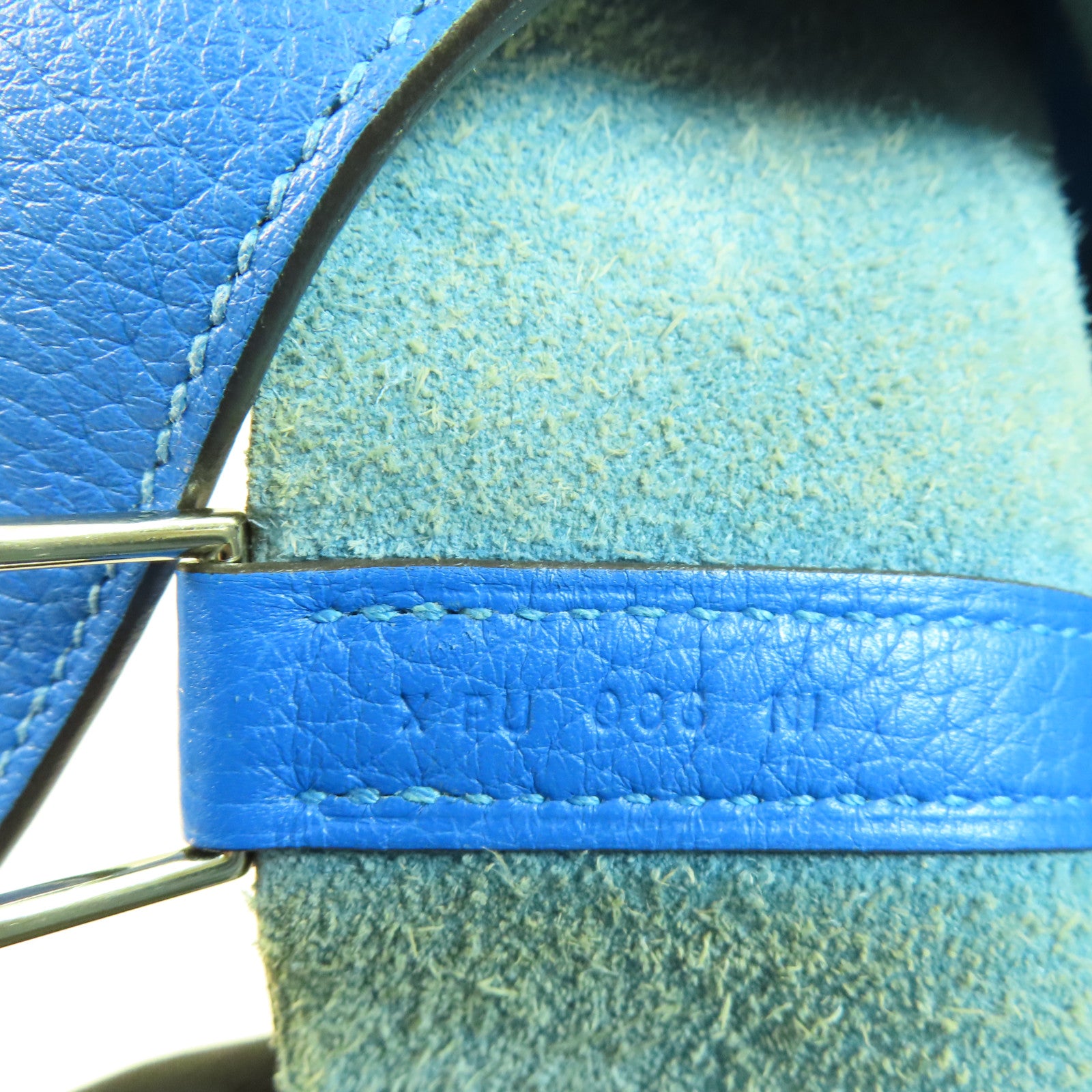 HERMES Clemence皮革Picotin MM銀扣手挽袋Bleu Hydra