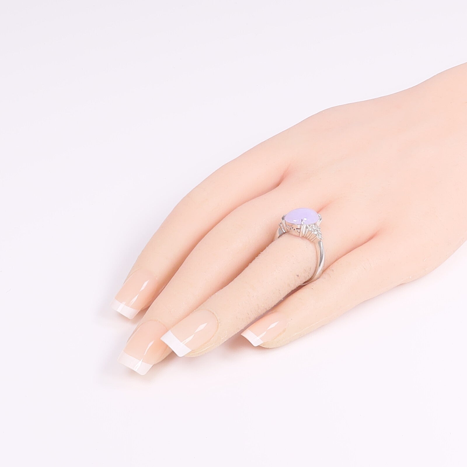 JEWELRY PT900鉑金Lavender Jade Diamond Ring薰衣草翡翠/鑽石戒指US#6.75