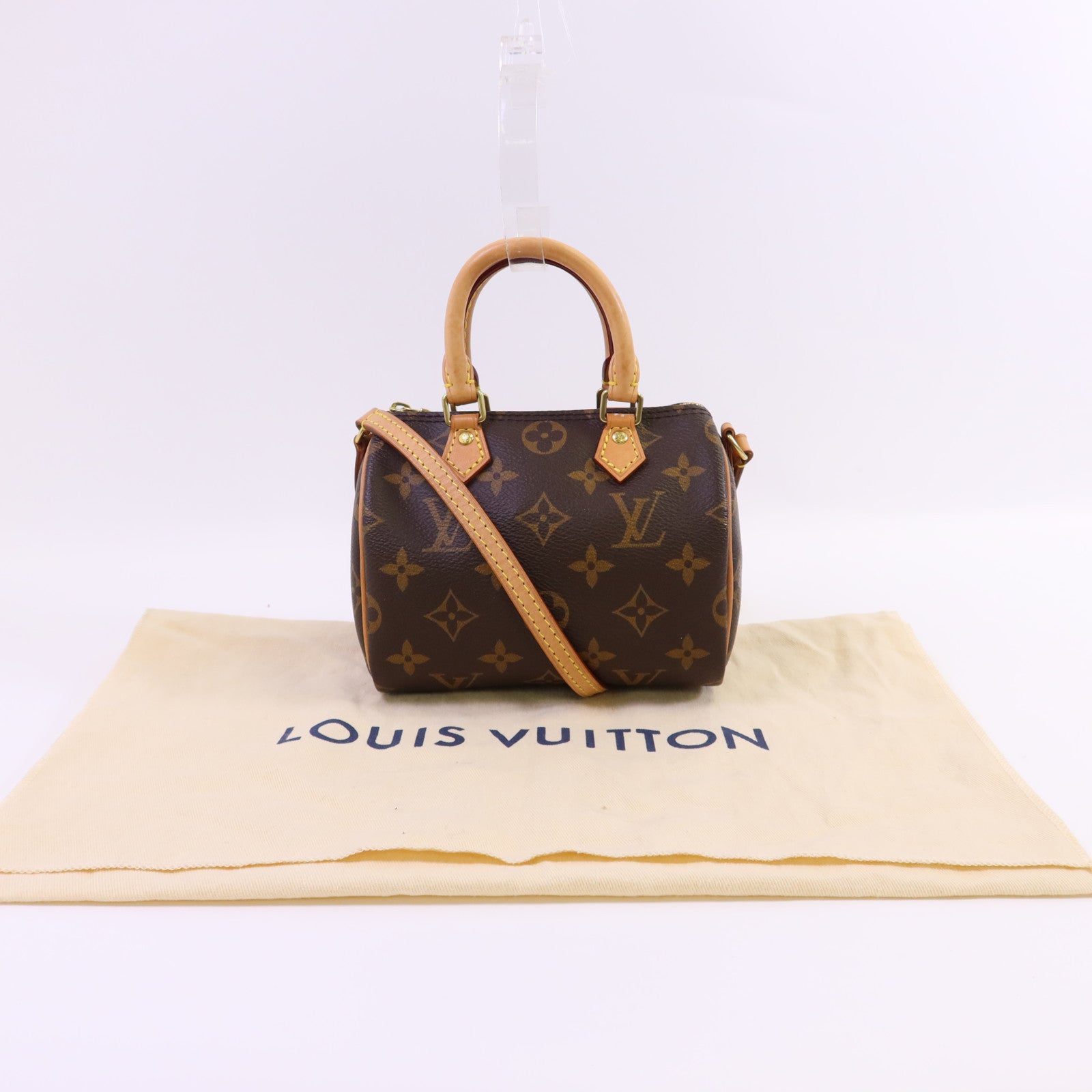 LOUIS VUITTON Monogram Nano Speedy金扣手挽肩背兩用袋