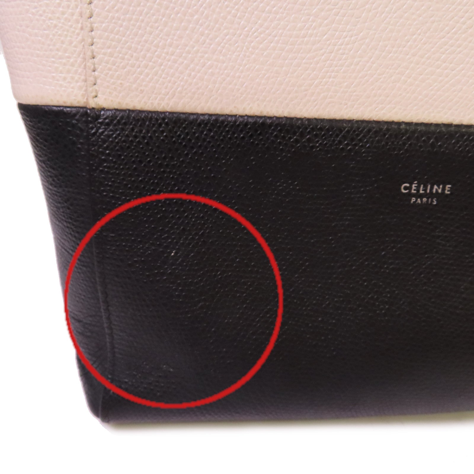 CELINE 【激減優惠】牛皮皮革Cabas Tote 2Way Shoulder Bag手挽肩背兩用袋米白色/黑色