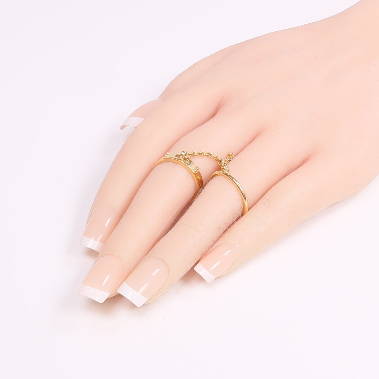 HERMES 18K黃金Bague Kelly TPM Double戒指Hermes#50/US#5.25