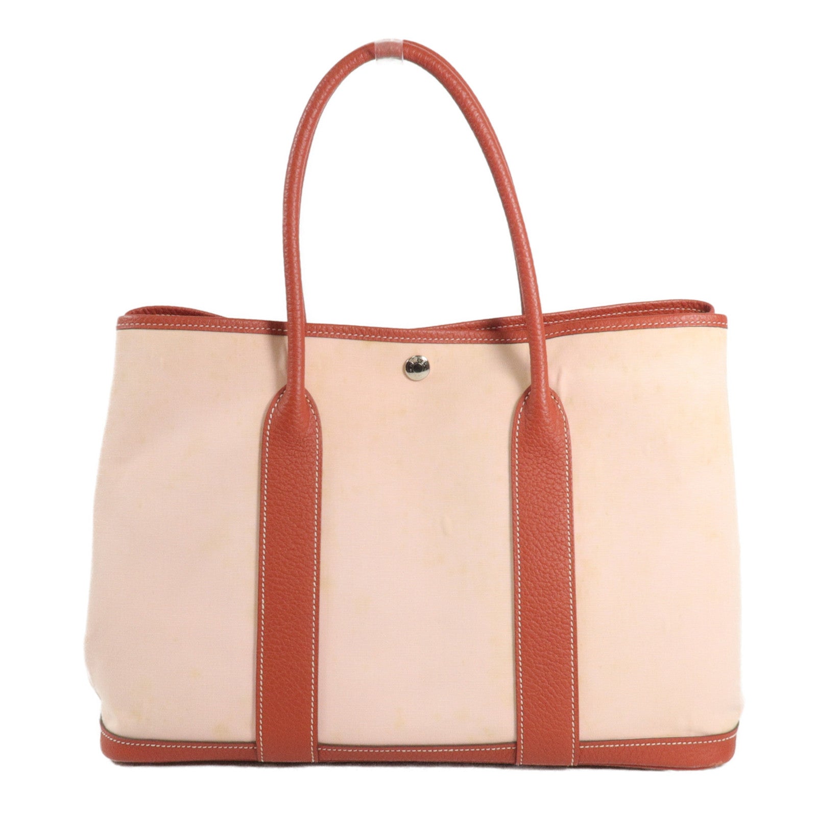 HERMES Toile/Negonda皮革Garden Party PM手挽袋Rose Sakura/Rouge Duchesse