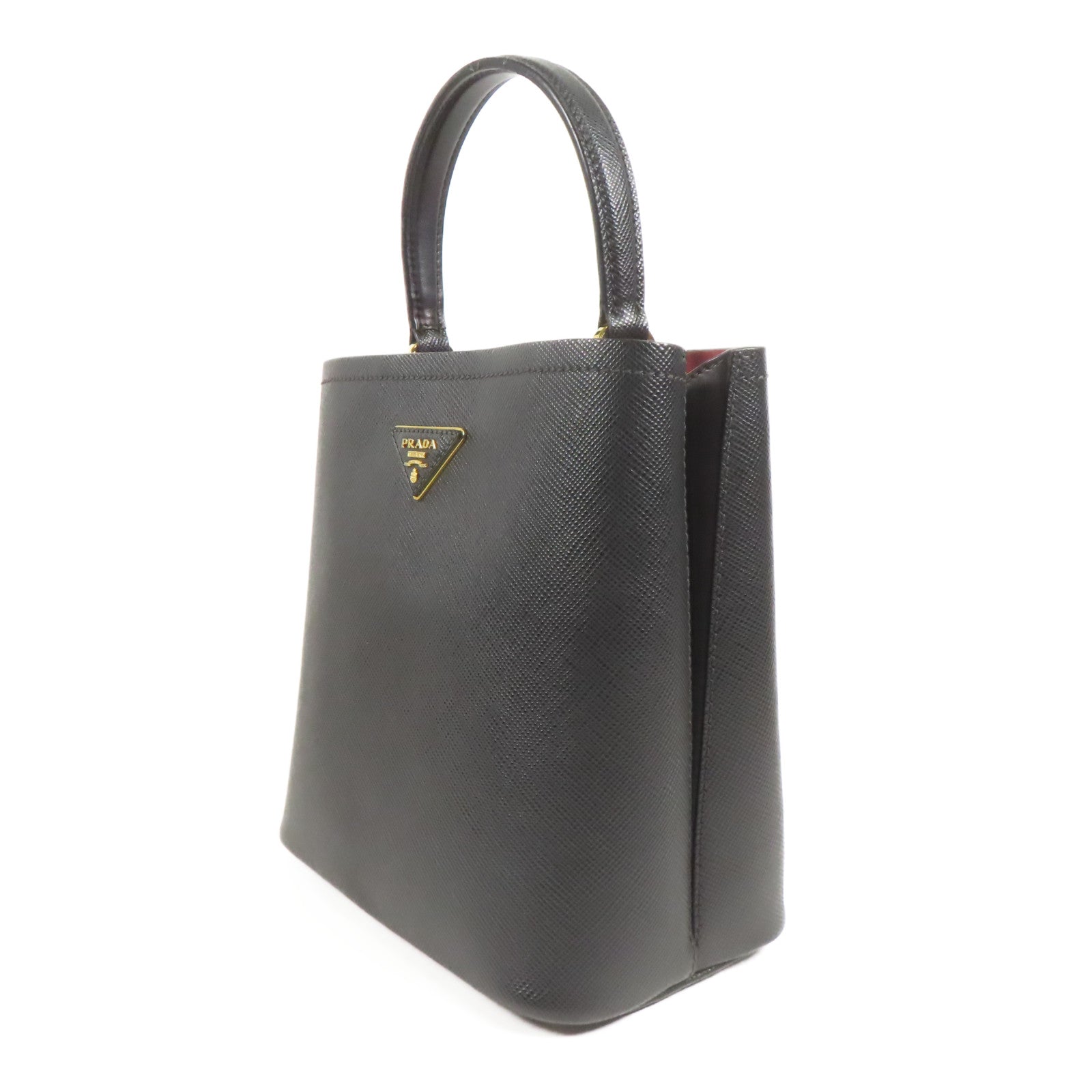 PRADA Saffiano皮革Panier金扣手挽肩背兩用袋