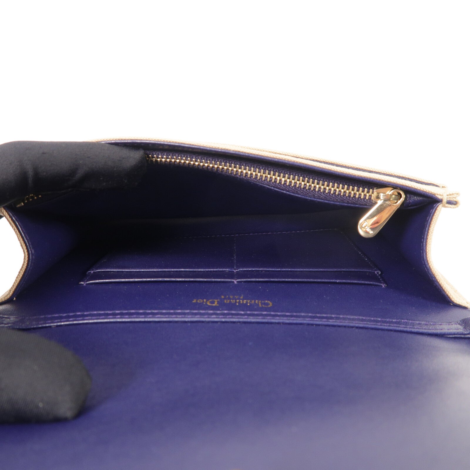 Dior 天鵝絨/帆布Wallet On Chain鏈帶肩背袋