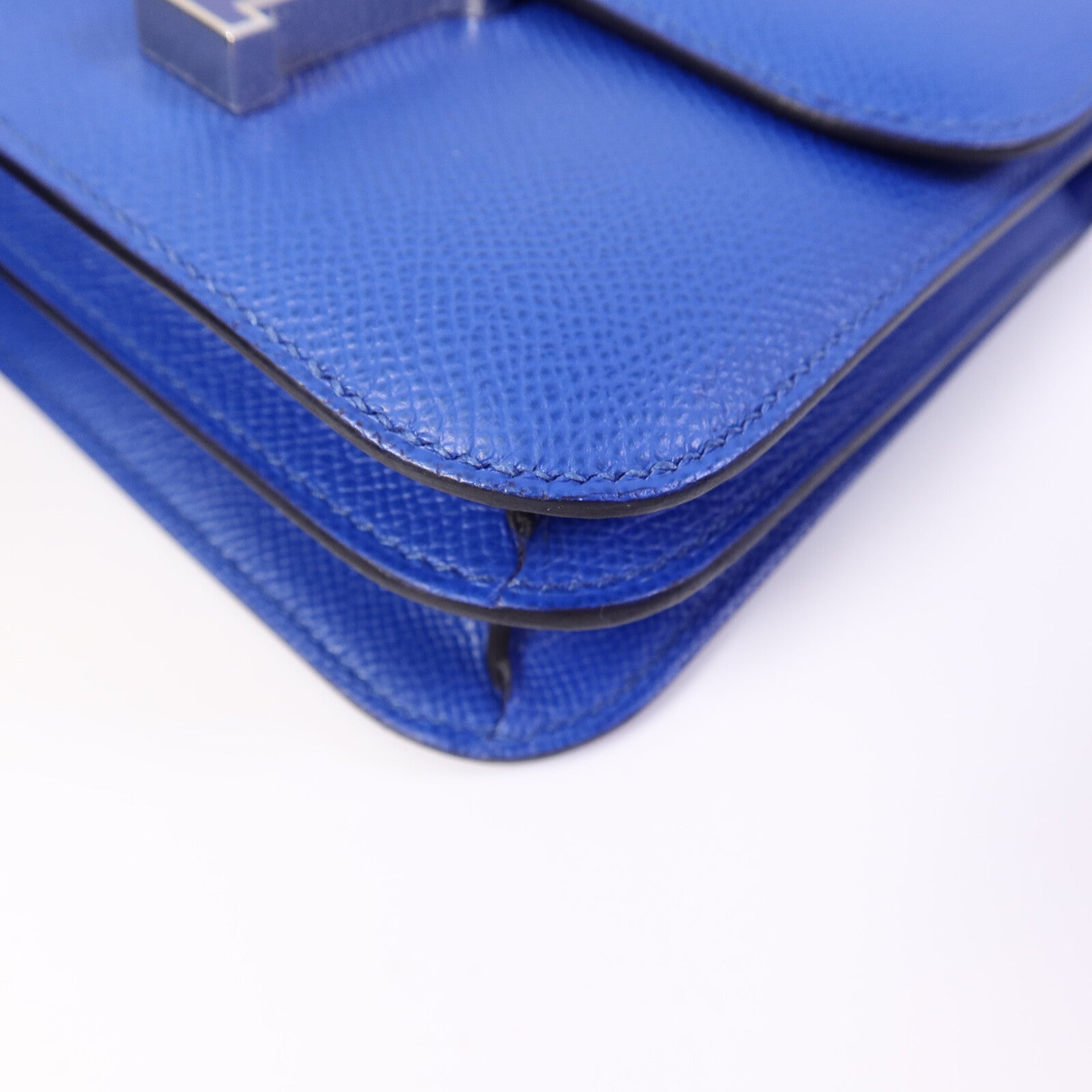 HERMES Epsom皮革Constance Mini肩背袋Bleu France