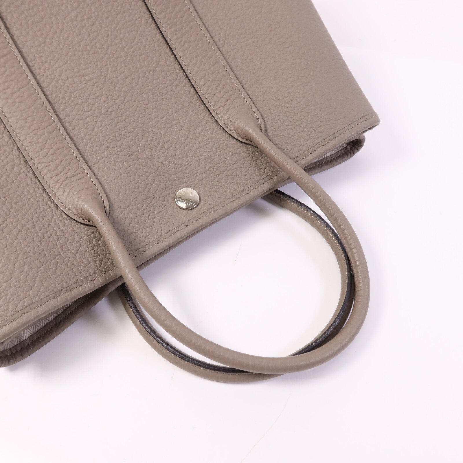 HERMES Negonda皮革Garden Party TPM銀扣手挽袋Gris Asphalte