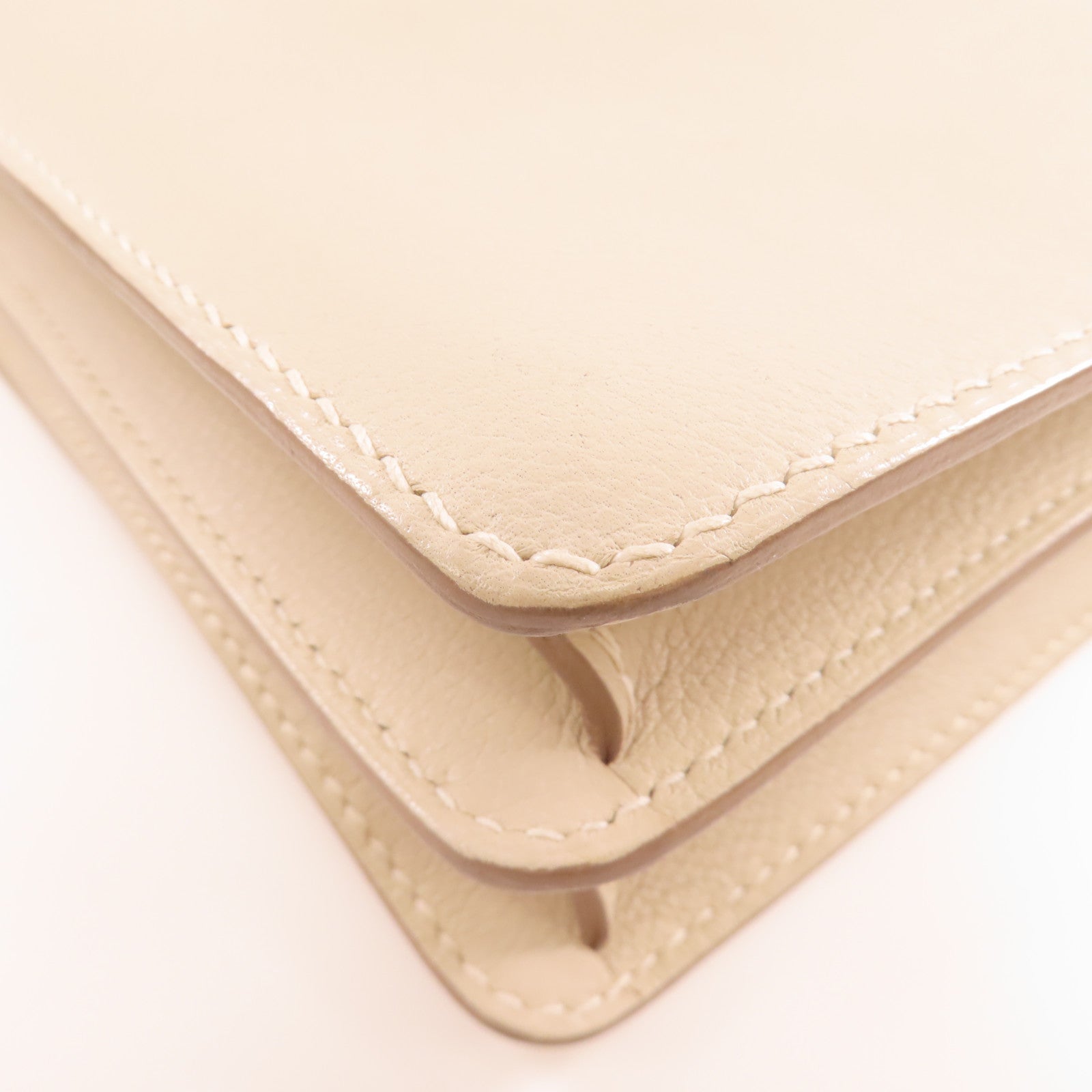 HERMES Evercolor皮革Roulis 23金扣肩背袋Beton/白色
