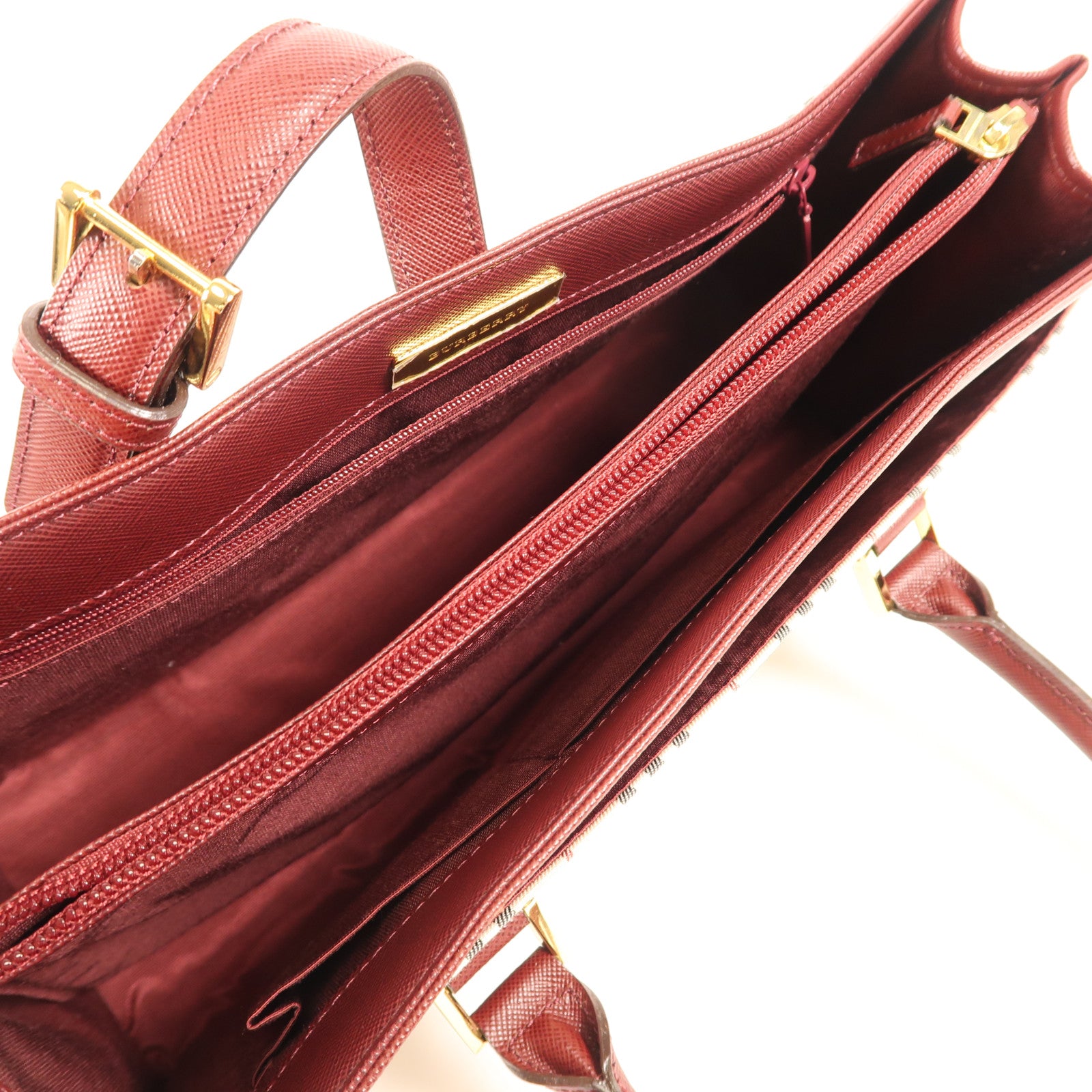 BURBERRY 帆布/牛皮皮革Hand Bag金扣手挽袋