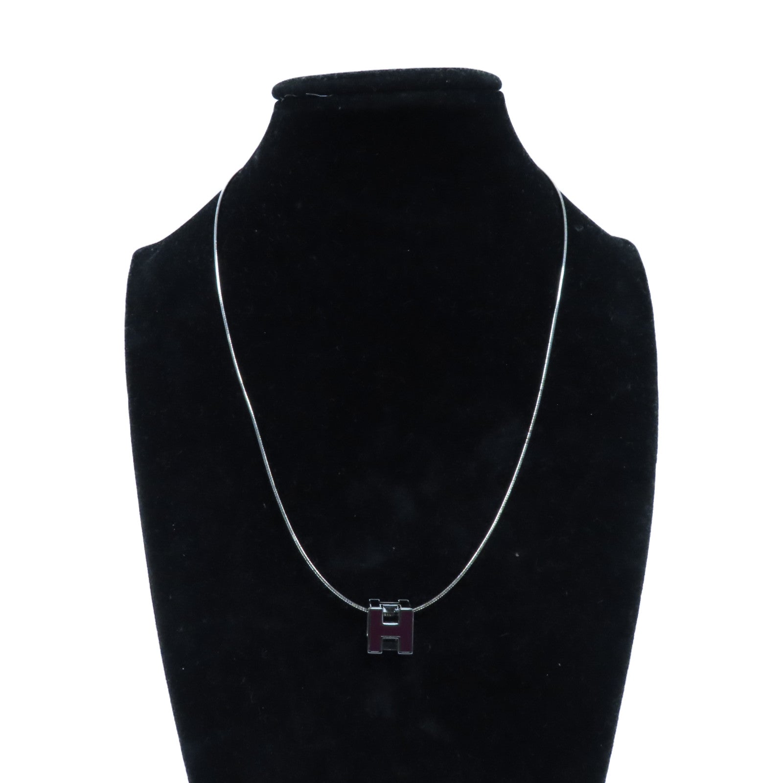 HERMES 金屬Cage d'H Pendant Necklace項鍊紫色/銀色