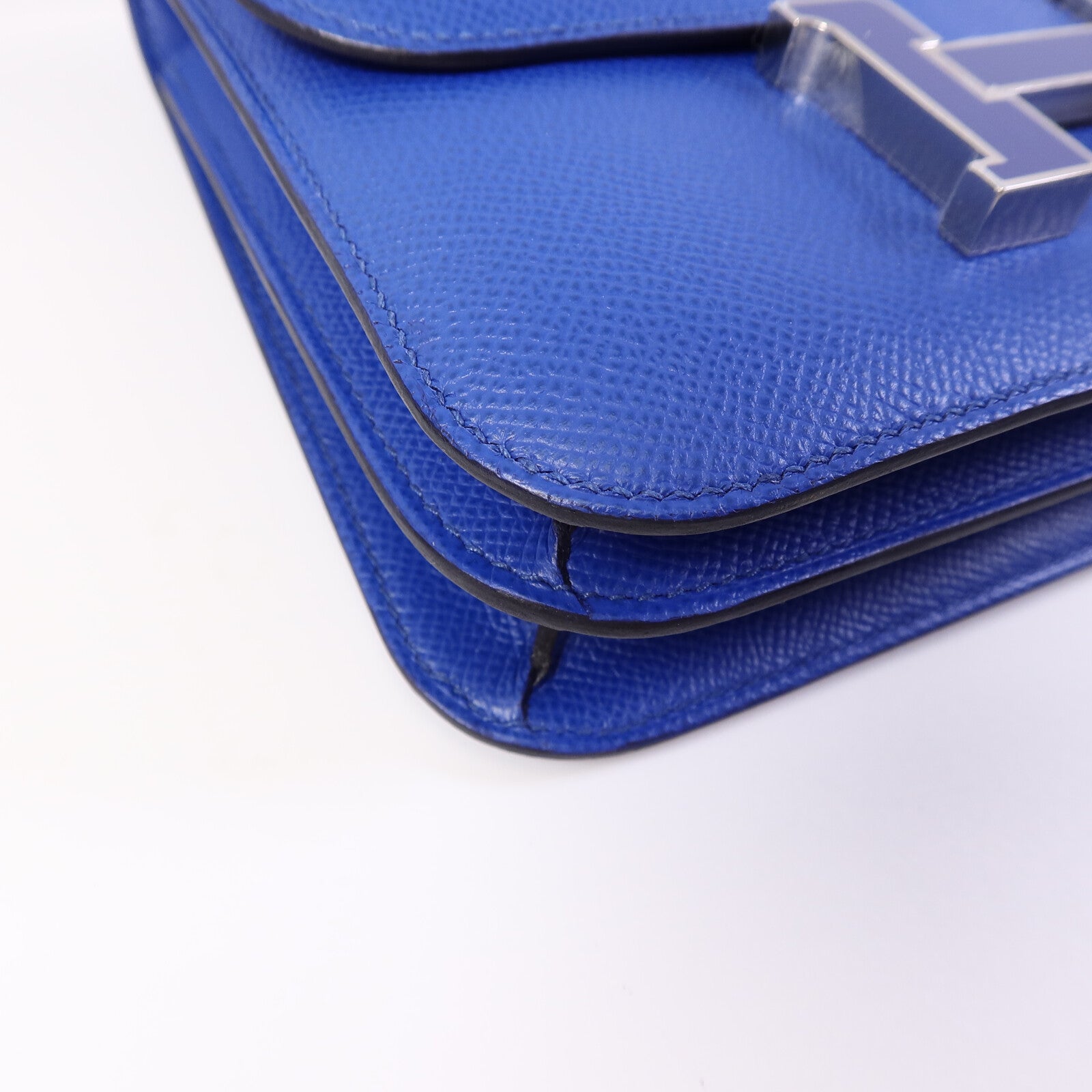 HERMES Epsom皮革Constance Mini肩背袋Bleu France
