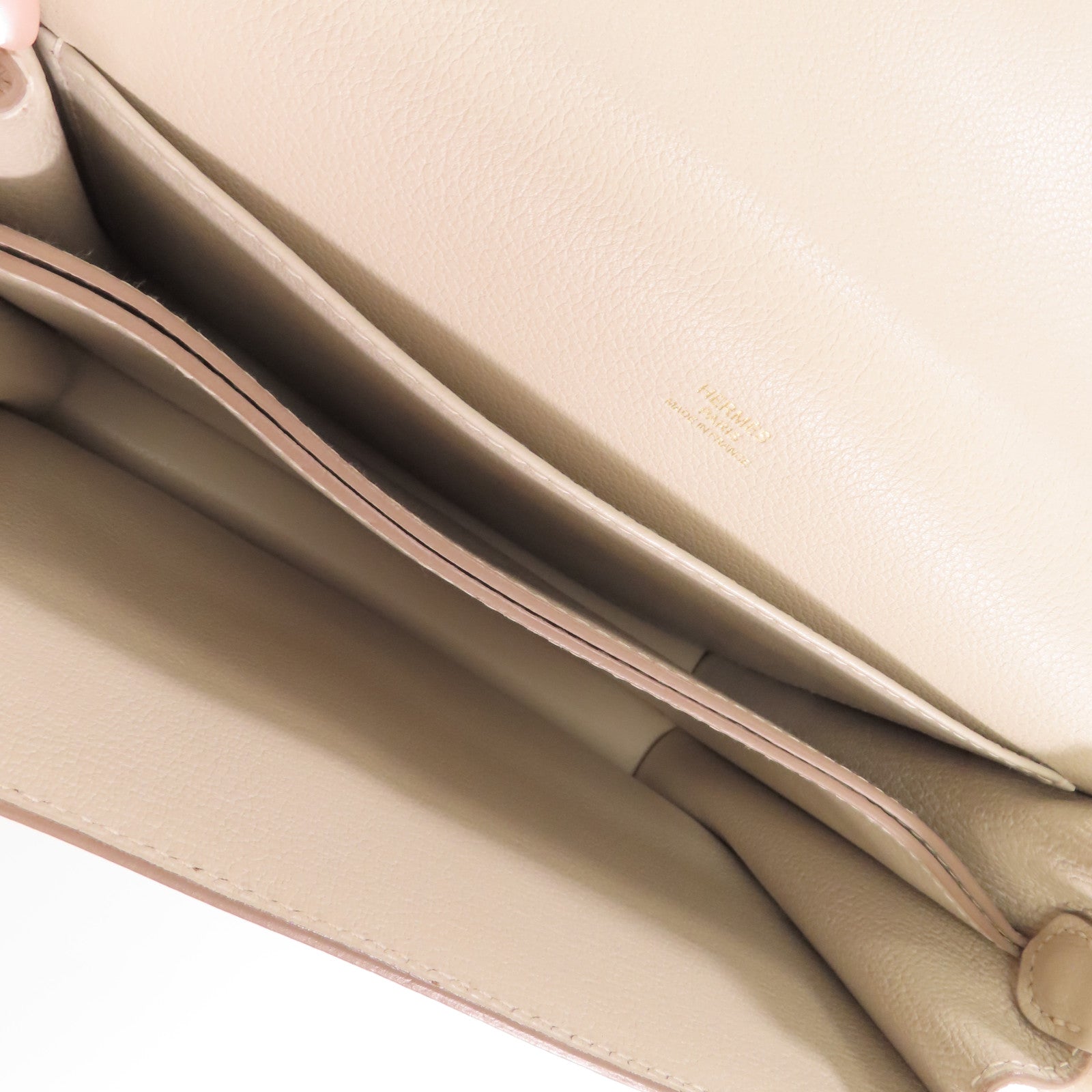 HERMES Evercolor皮革Roulis 23金扣肩背袋Beton/白色