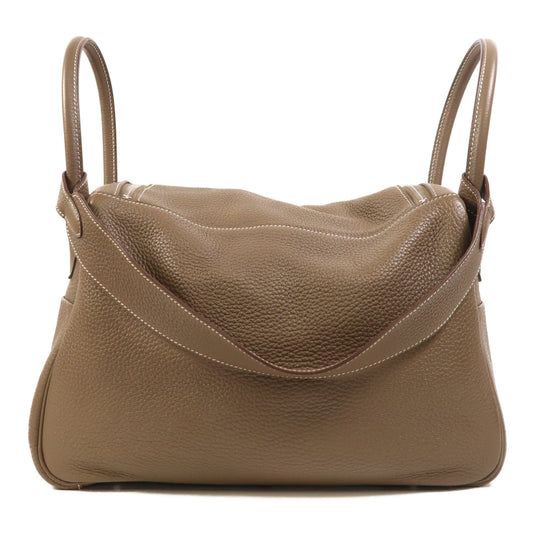 HERMES Clemence皮革Lindy 34銀扣手挽肩背兩用袋Etoupe