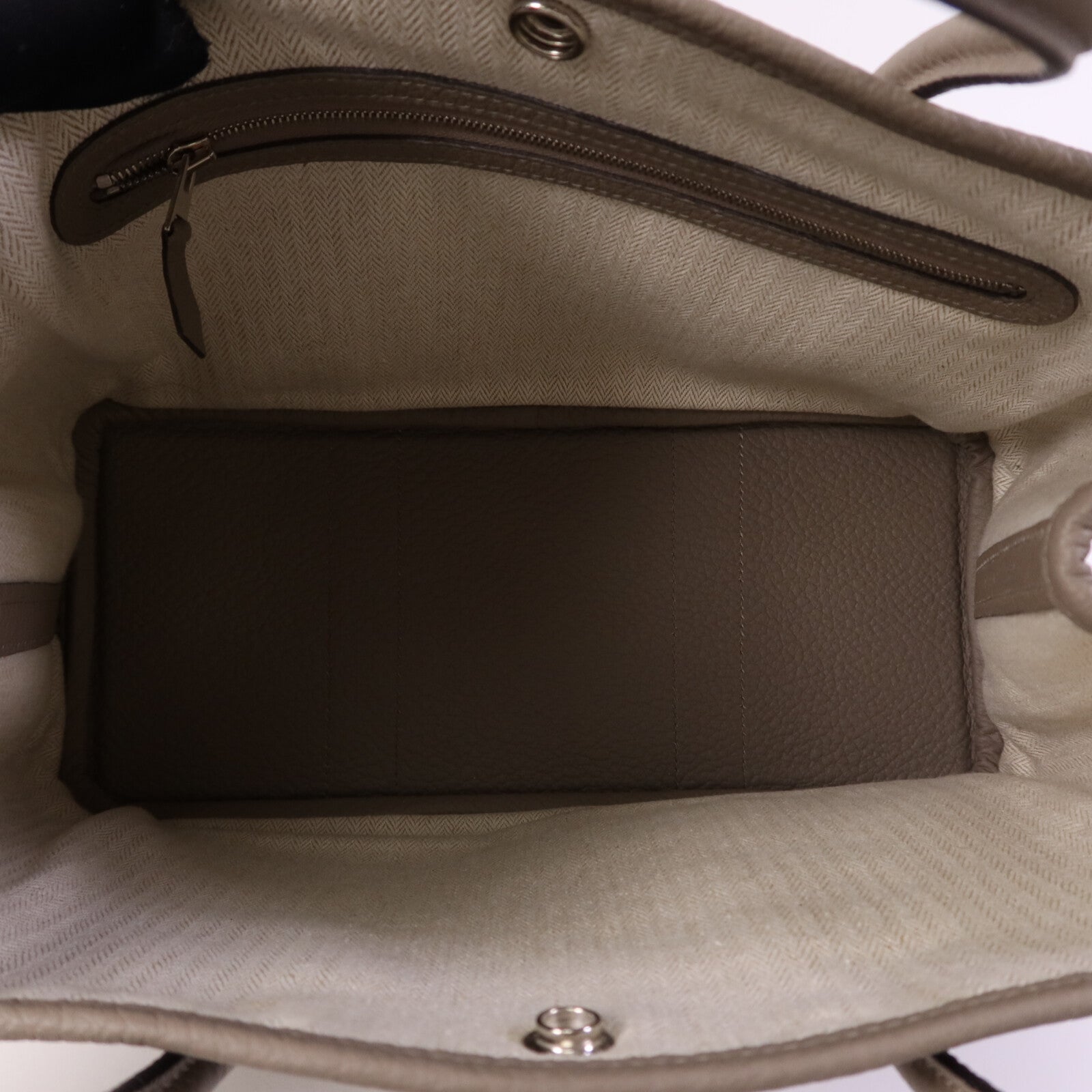 HERMES Negonda皮革Garden Party TPM銀扣手挽袋Gris Asphalte
