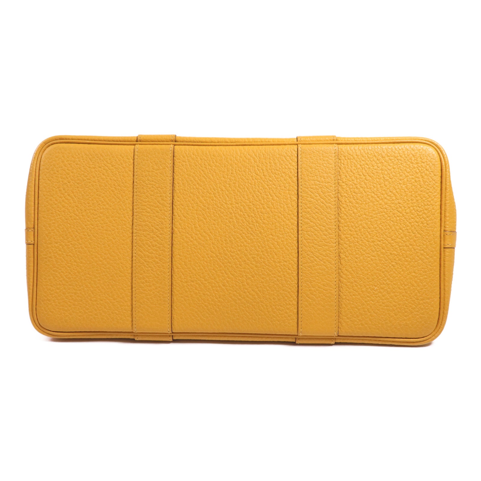 HERMES Country皮革Garden Party PM銀扣手挽袋Jaune Ambre