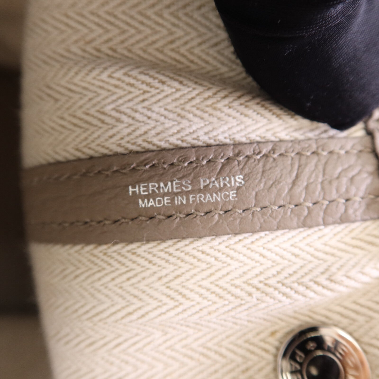 HERMES Negonda皮革Garden Party TPM銀扣手挽袋Gris Asphalte