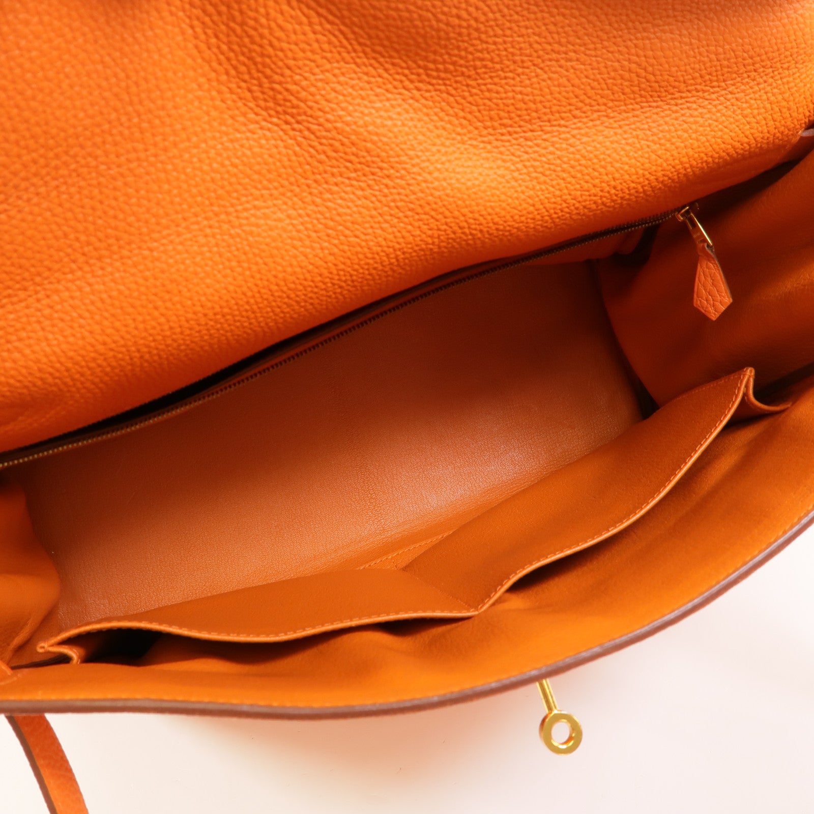 HERMES Clemence皮革Kelly 35手挽肩背兩用袋Orange