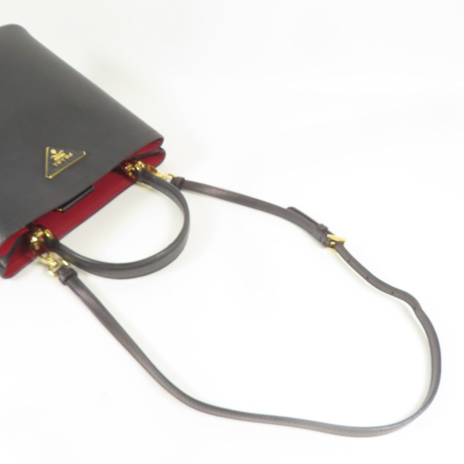 PRADA Saffiano皮革Panier金扣手挽肩背兩用袋