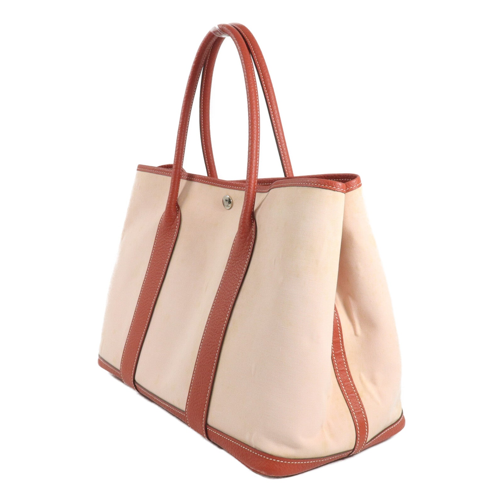 HERMES Toile/Negonda皮革Garden Party PM手挽袋Rose Sakura/Rouge Duchesse