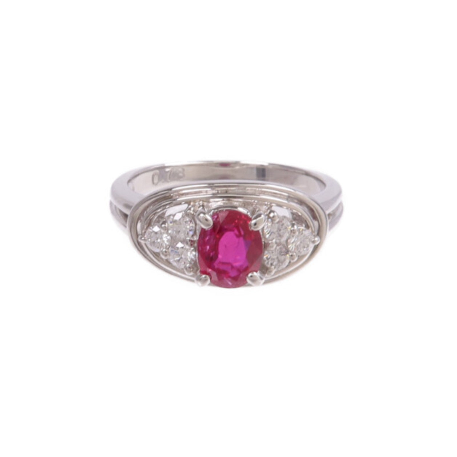 JEWELRY PT900鉑金Ruby Diamond Ring紅寶石/鑽石戒指US#5.75