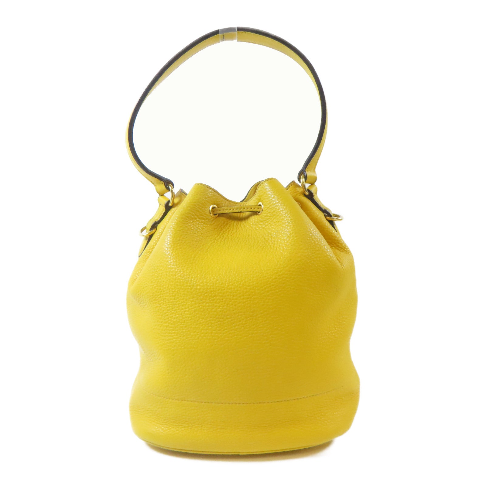 PRADA 牛皮皮革Drawstring Shoulder Bag金扣手挽肩背兩用袋黃色