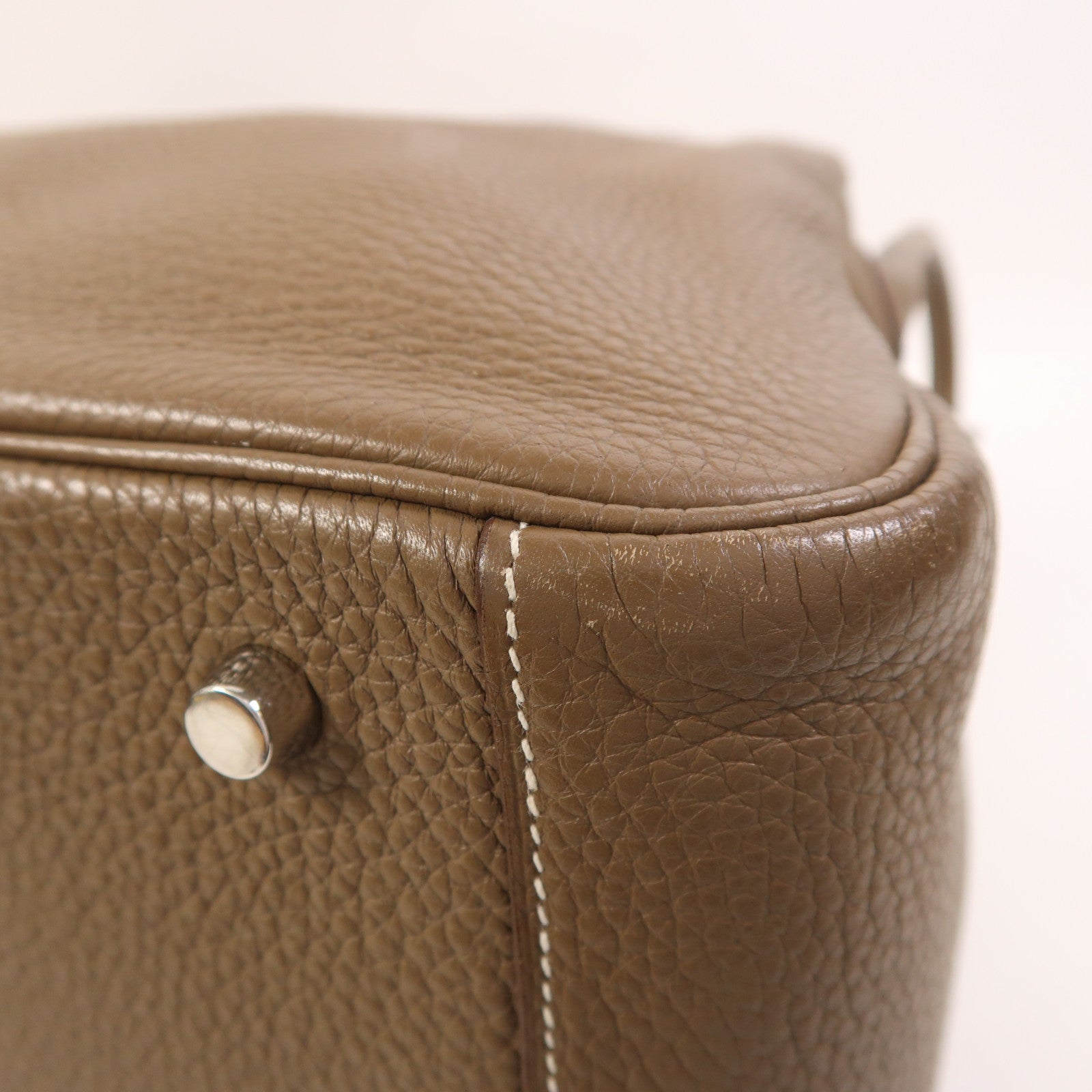 HERMES Clemence皮革Lindy 34銀扣手挽肩背兩用袋Etoupe