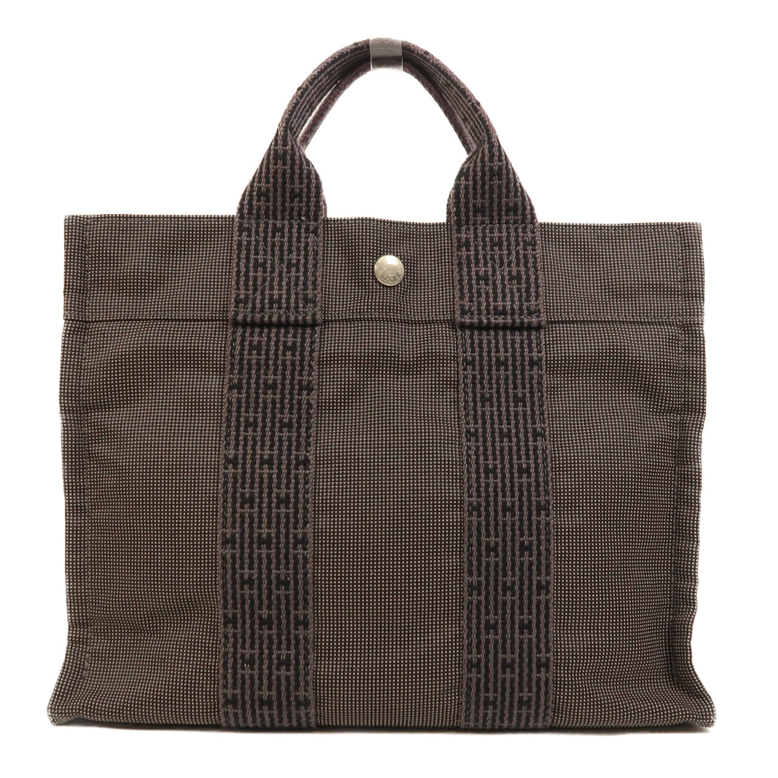 HERMES 帆布Herline銀扣手挽袋