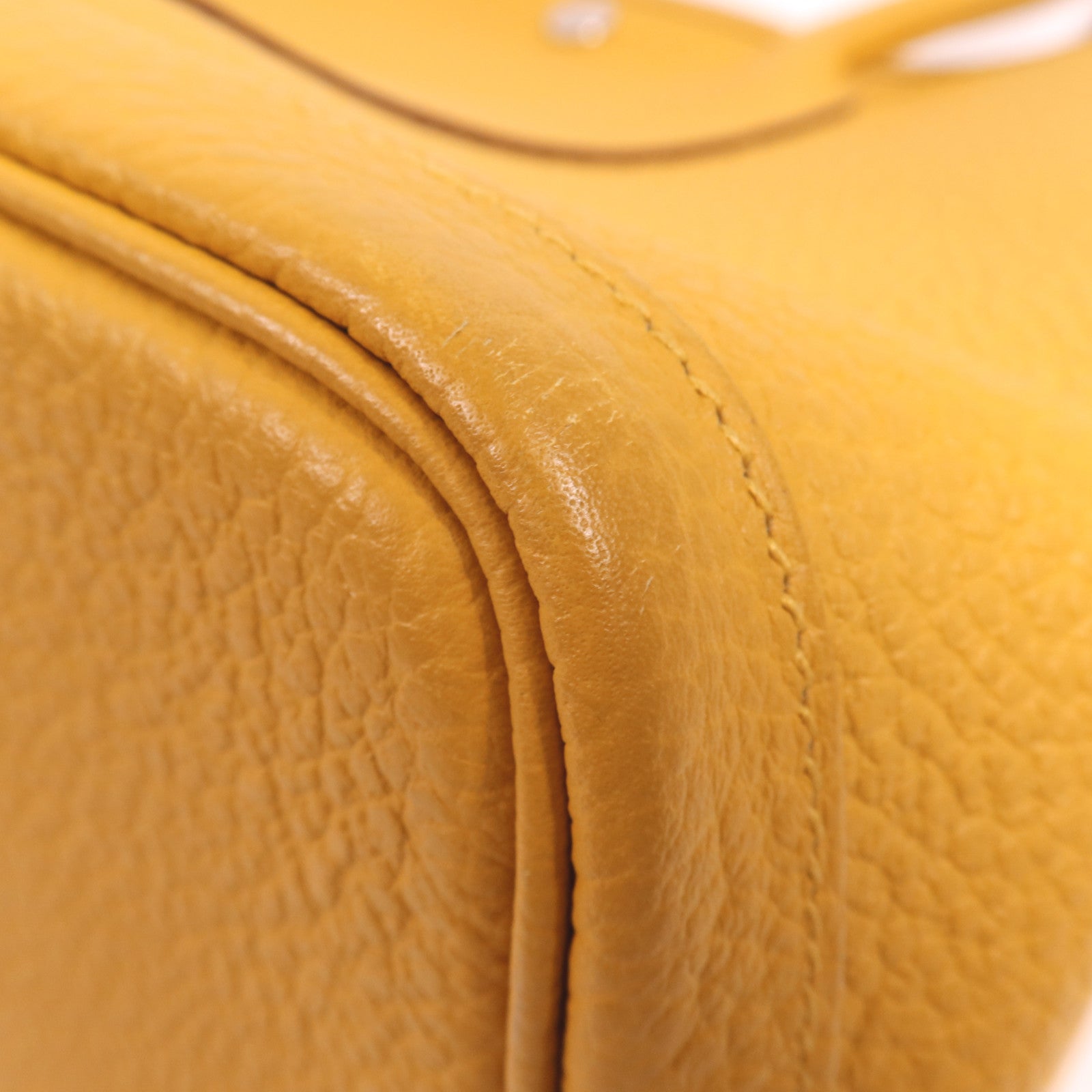 HERMES Country皮革Garden Party PM銀扣手挽袋Jaune Ambre