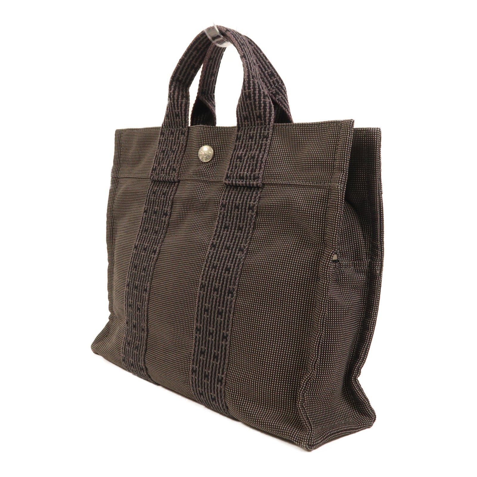 HERMES 帆布Herline銀扣手挽袋