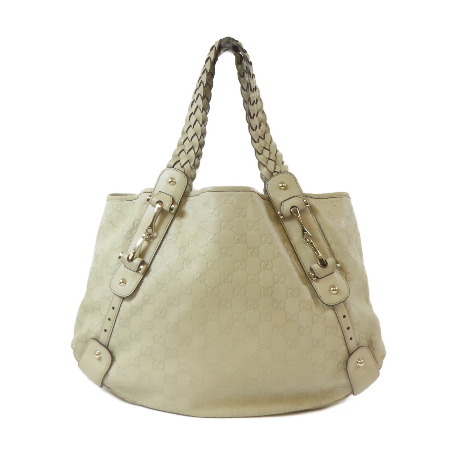 GUCCI 【清倉大減價】牛皮皮革Shoulder Bag銀扣肩背袋白色