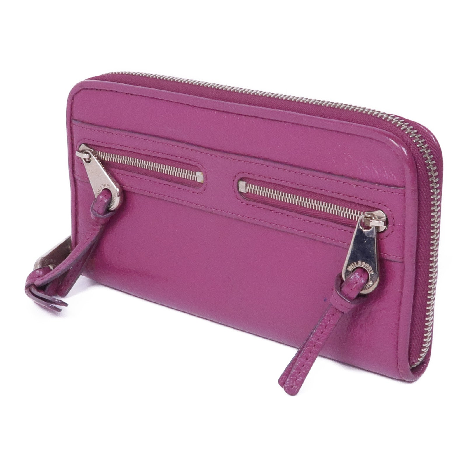 MULBERRY 牛皮皮革Long Wallet銀扣長錢包