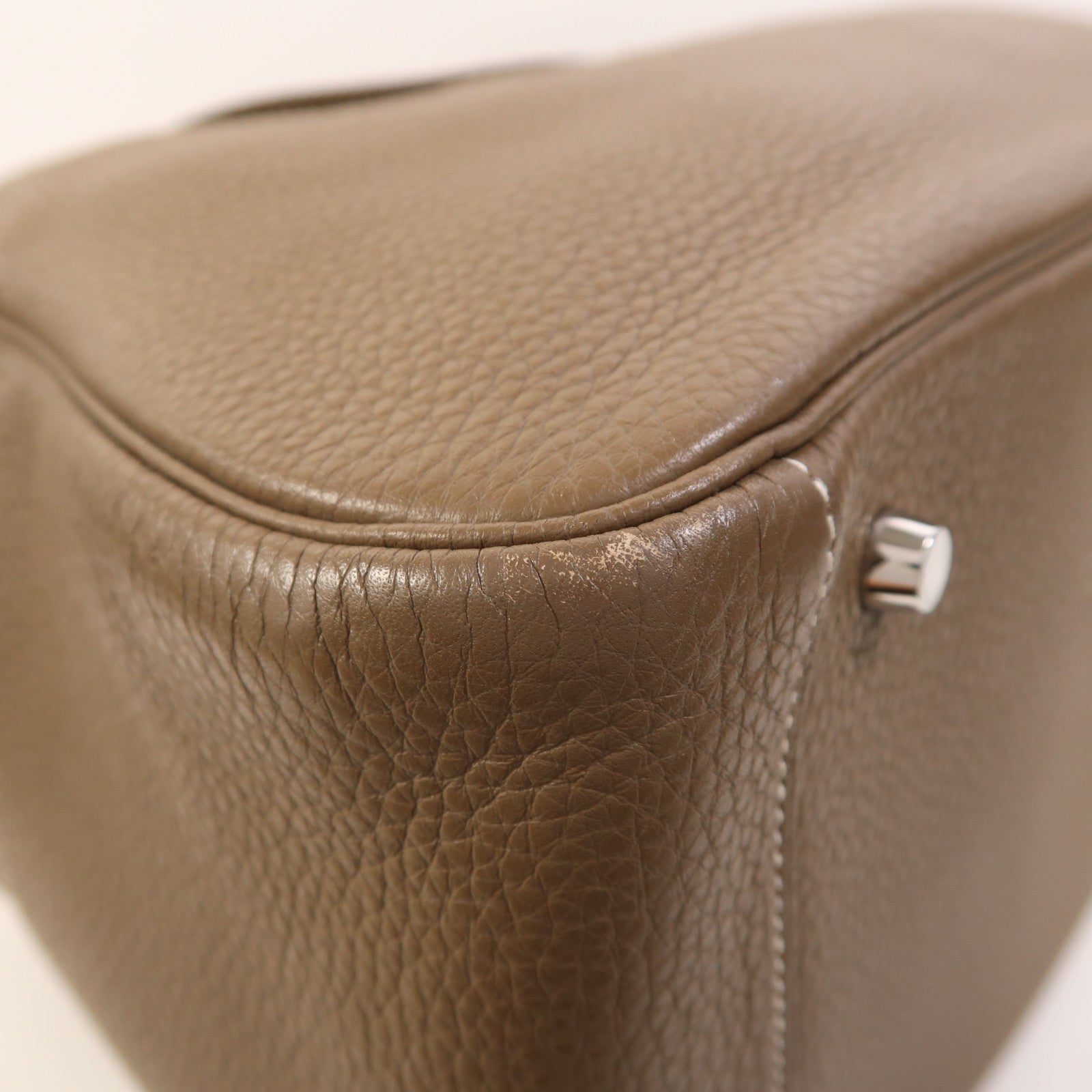 HERMES Clemence皮革Lindy 34銀扣手挽肩背兩用袋Etoupe