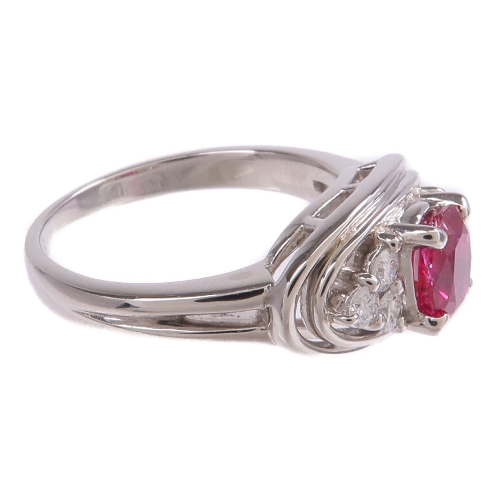 JEWELRY PT900鉑金Ruby Diamond Ring紅寶石/鑽石戒指US#5.75