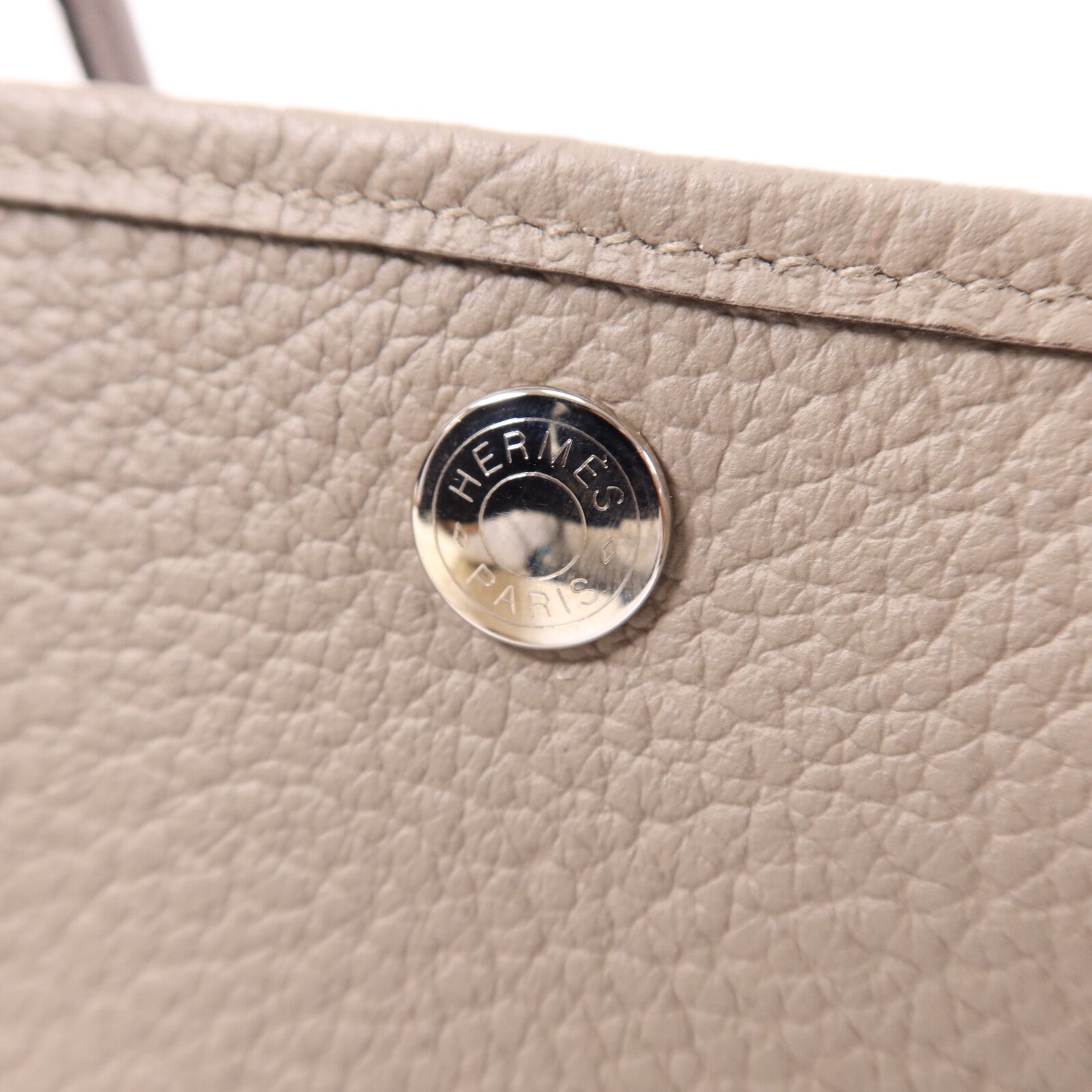 HERMES Negonda皮革Garden Party TPM銀扣手挽袋Gris Asphalte