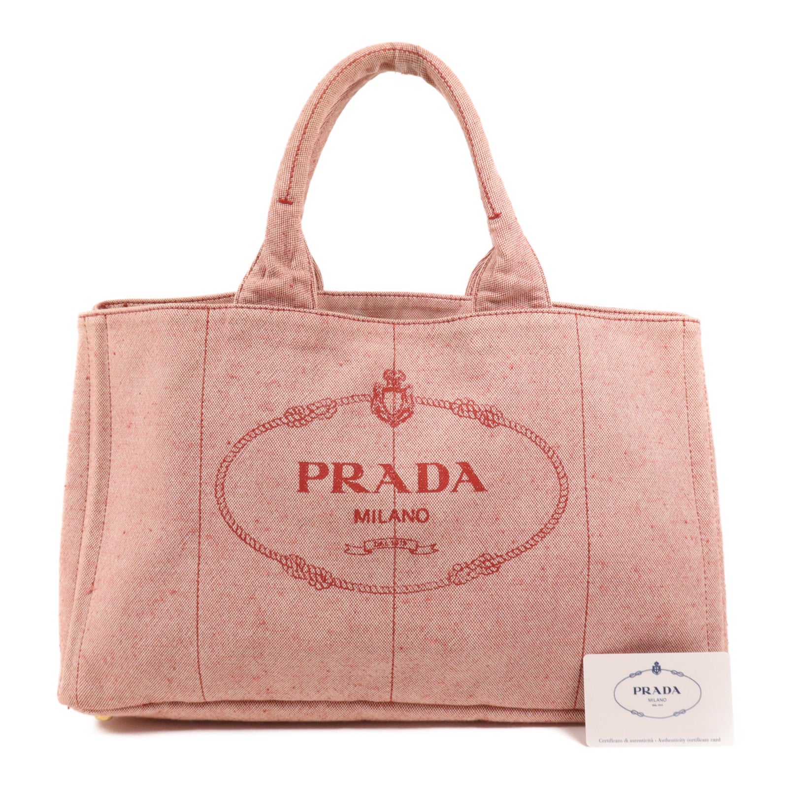 PRADA 帆布Canapa金扣手挽袋