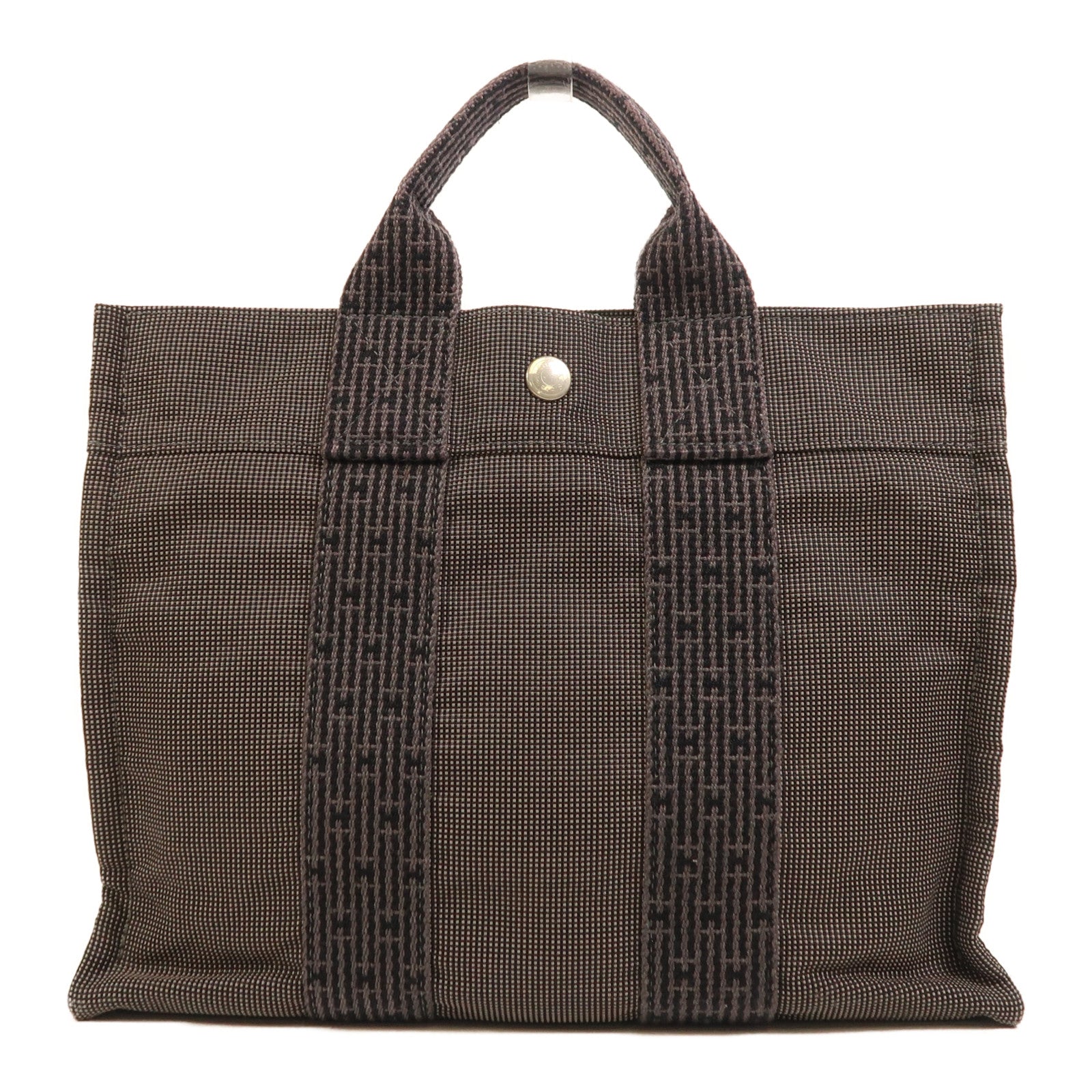 HERMES 帆布Herline銀扣手挽袋