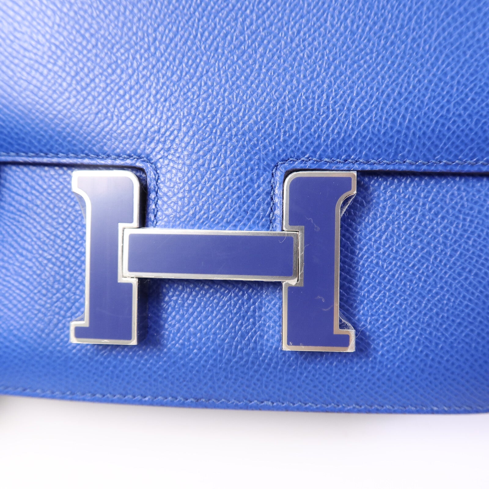 HERMES Epsom皮革Constance Mini肩背袋Bleu France