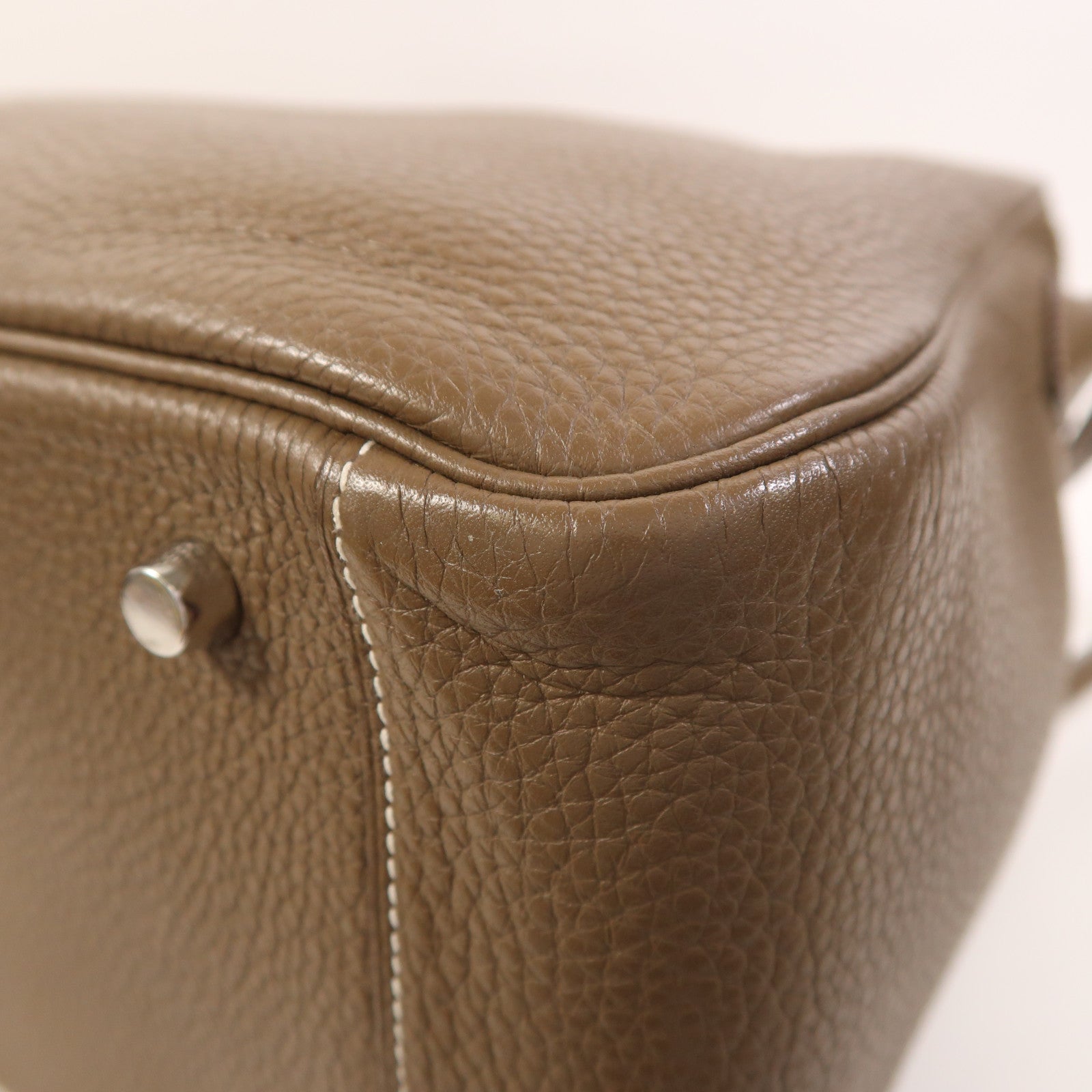 HERMES Clemence皮革Lindy 34銀扣手挽肩背兩用袋Etoupe