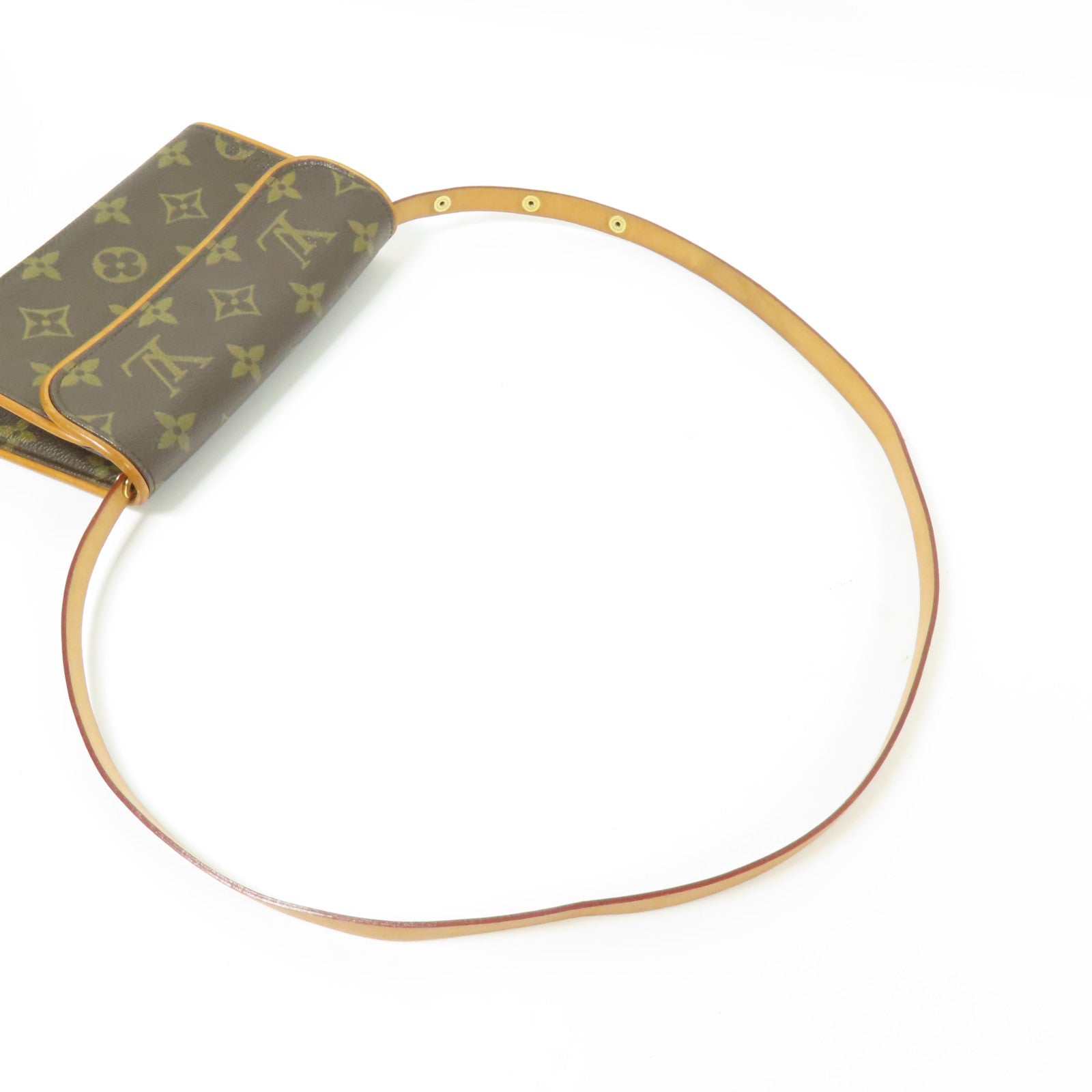 LOUIS VUITTON Monogram Pochette Florentine金扣腰包棕色
