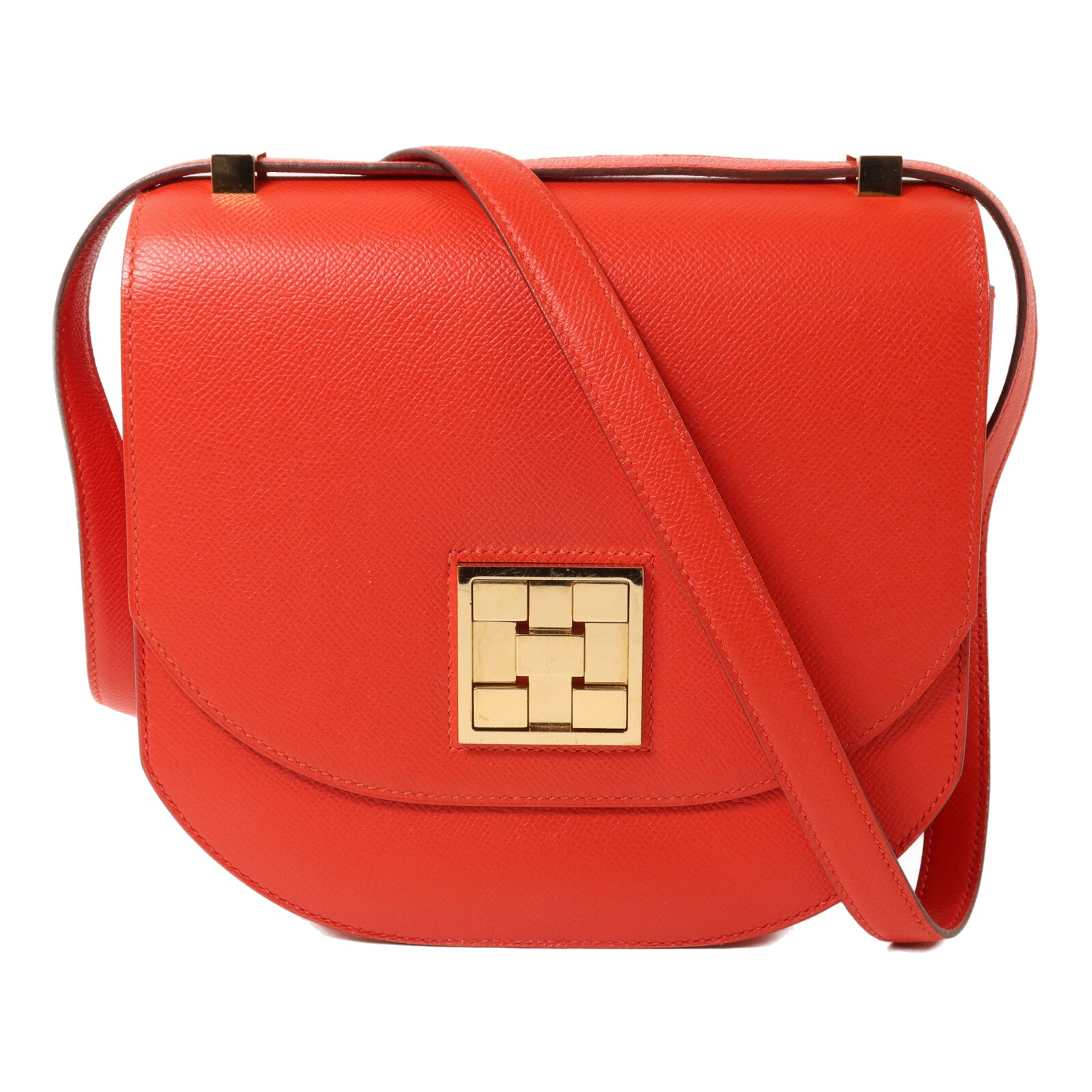 HERMES Epsom皮革Mosaique AU 24 Bag肩背袋Rouge Casaque