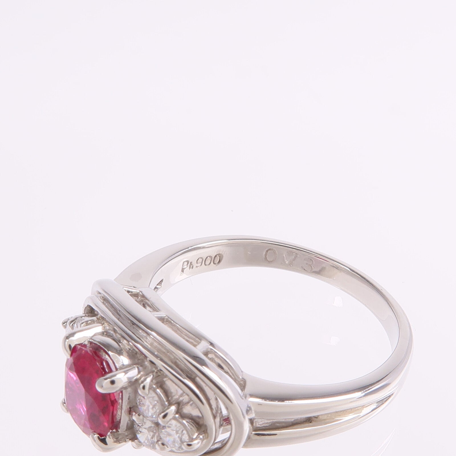 JEWELRY PT900鉑金Ruby Diamond Ring紅寶石/鑽石戒指US#5.75