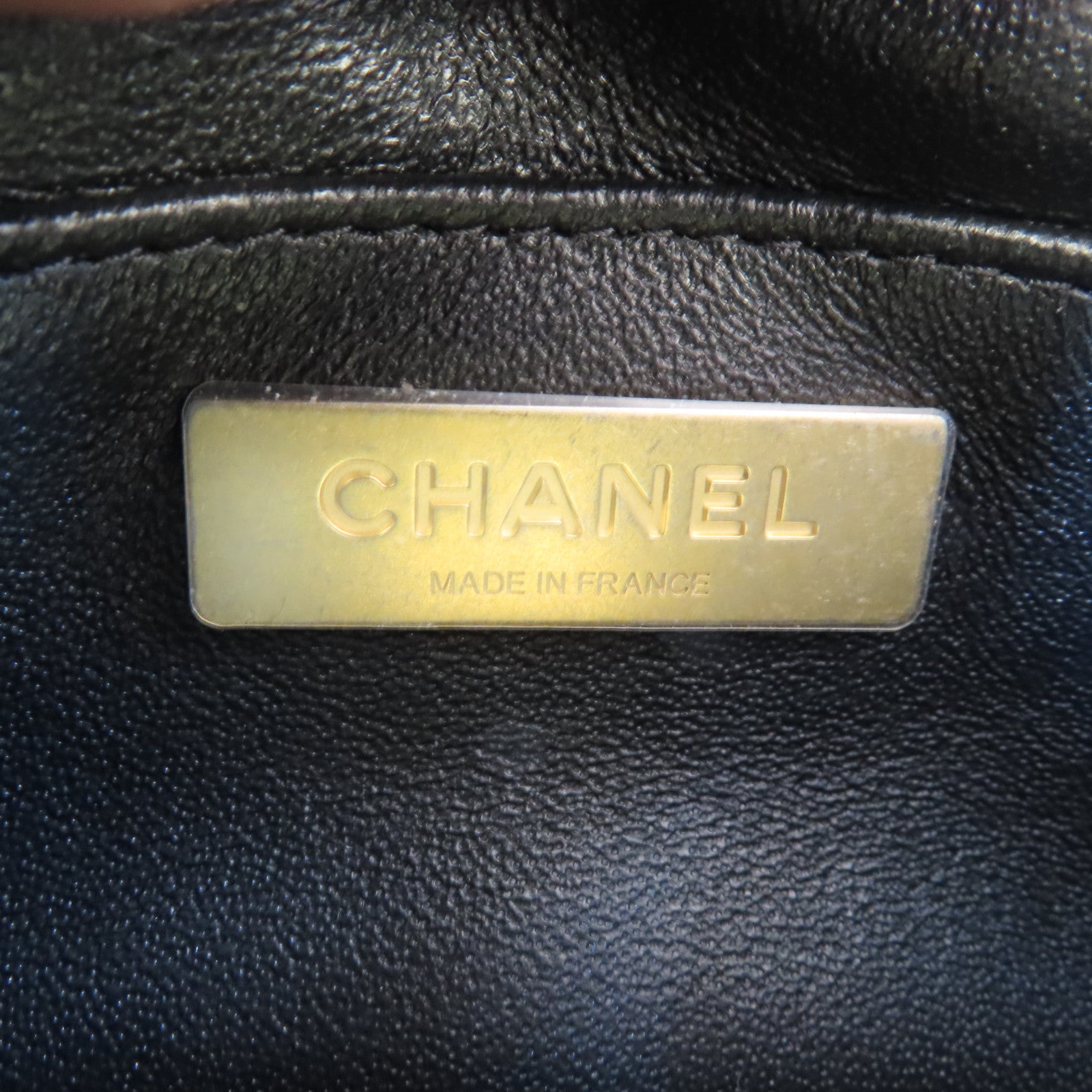 CHANEL 菱格羊皮皮革Mini Flap Bag金扣鏈帶肩背袋黑色