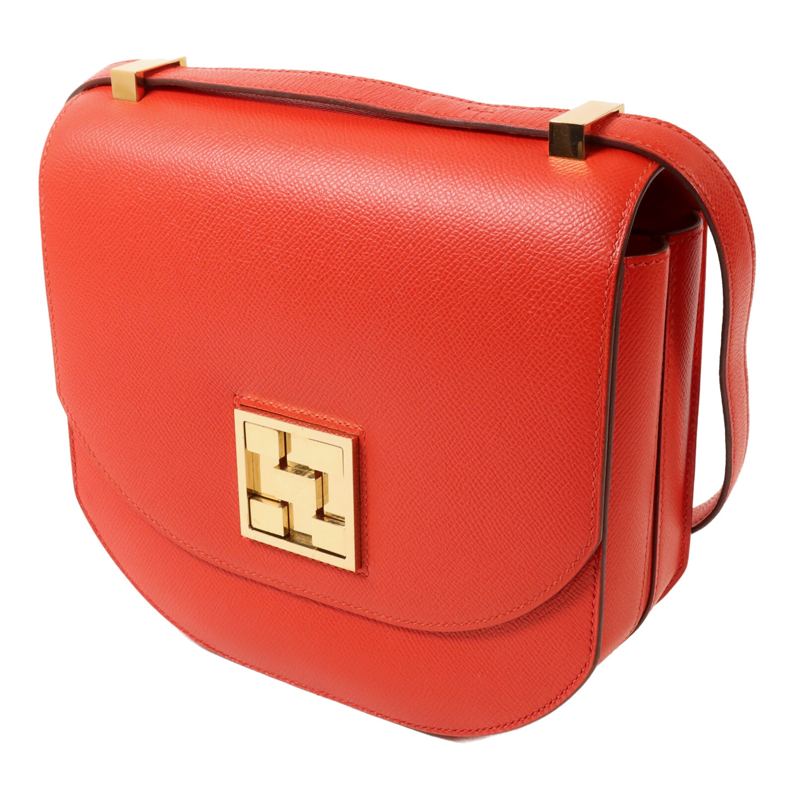 HERMES Epsom皮革Mosaique AU 24 Bag肩背袋Rouge Casaque