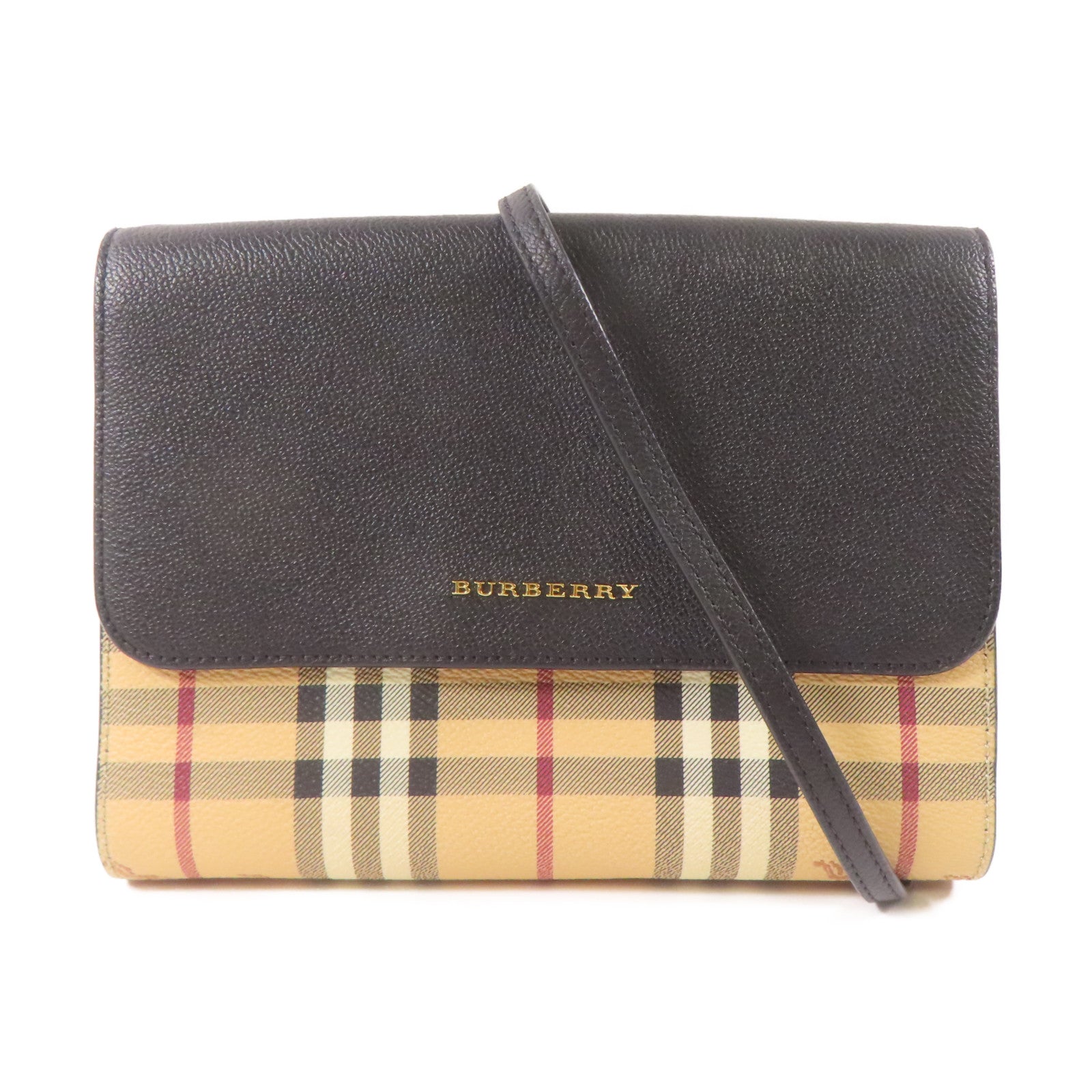 BURBERRY 塗層帆布Shoulder Bag金扣肩背袋黑色/米色